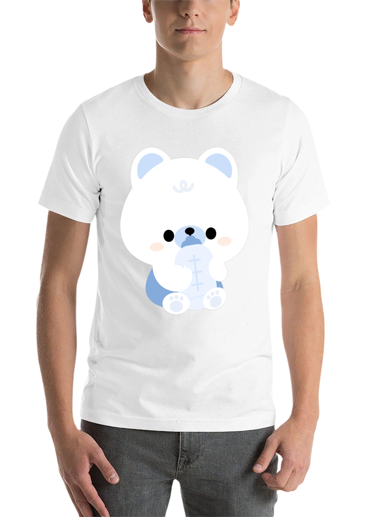 Black Cute Cartoon Bear Black T-Shirt view 14