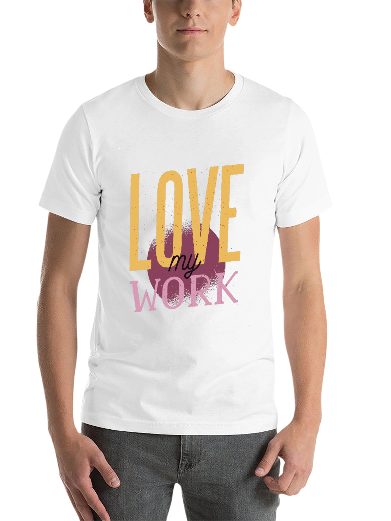 Black Love My Work Graphic Tee - Black Cotton T-Shirt view 14