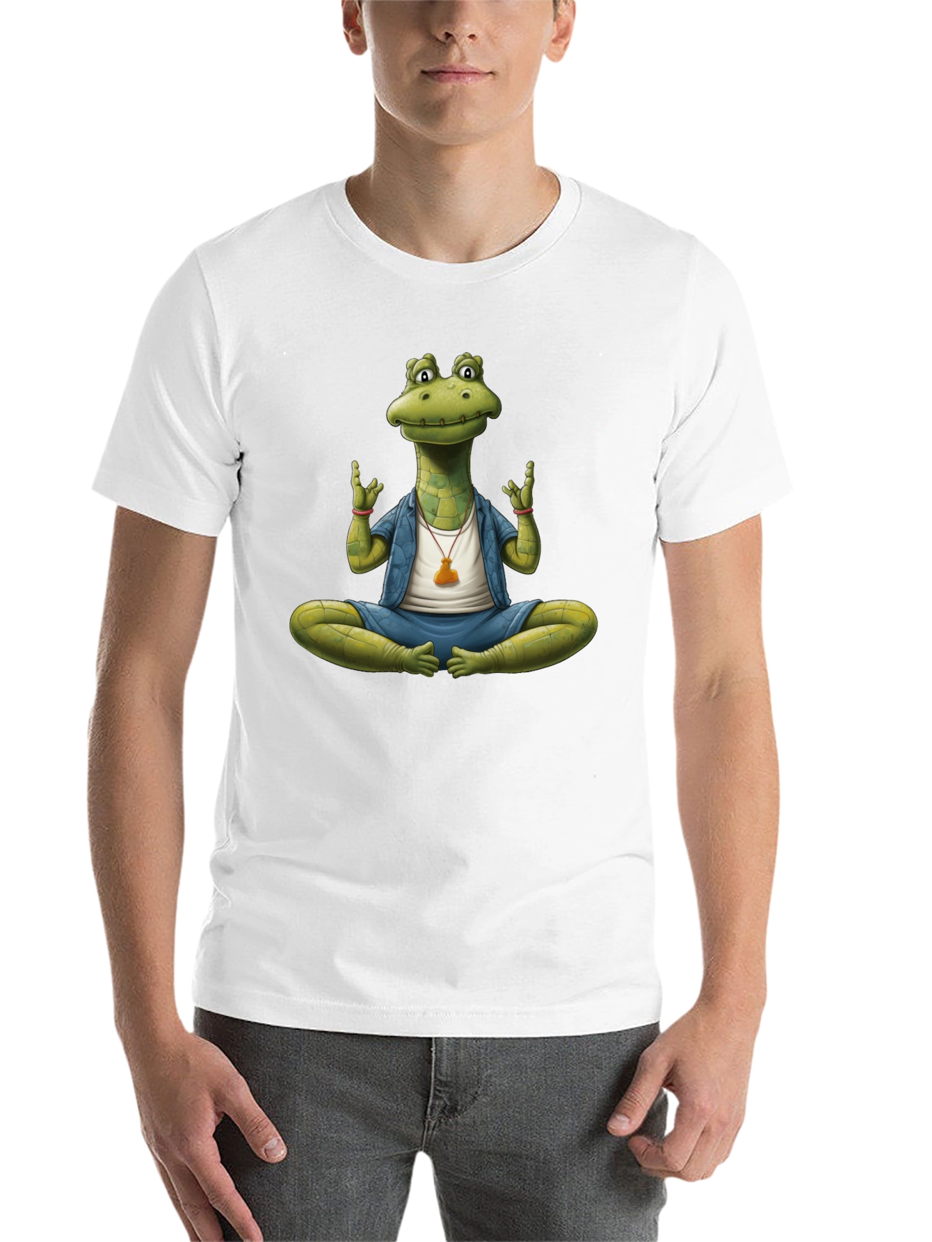 Black Yoga Alligator T-Shirt - Meditating Reptile Tee view 14