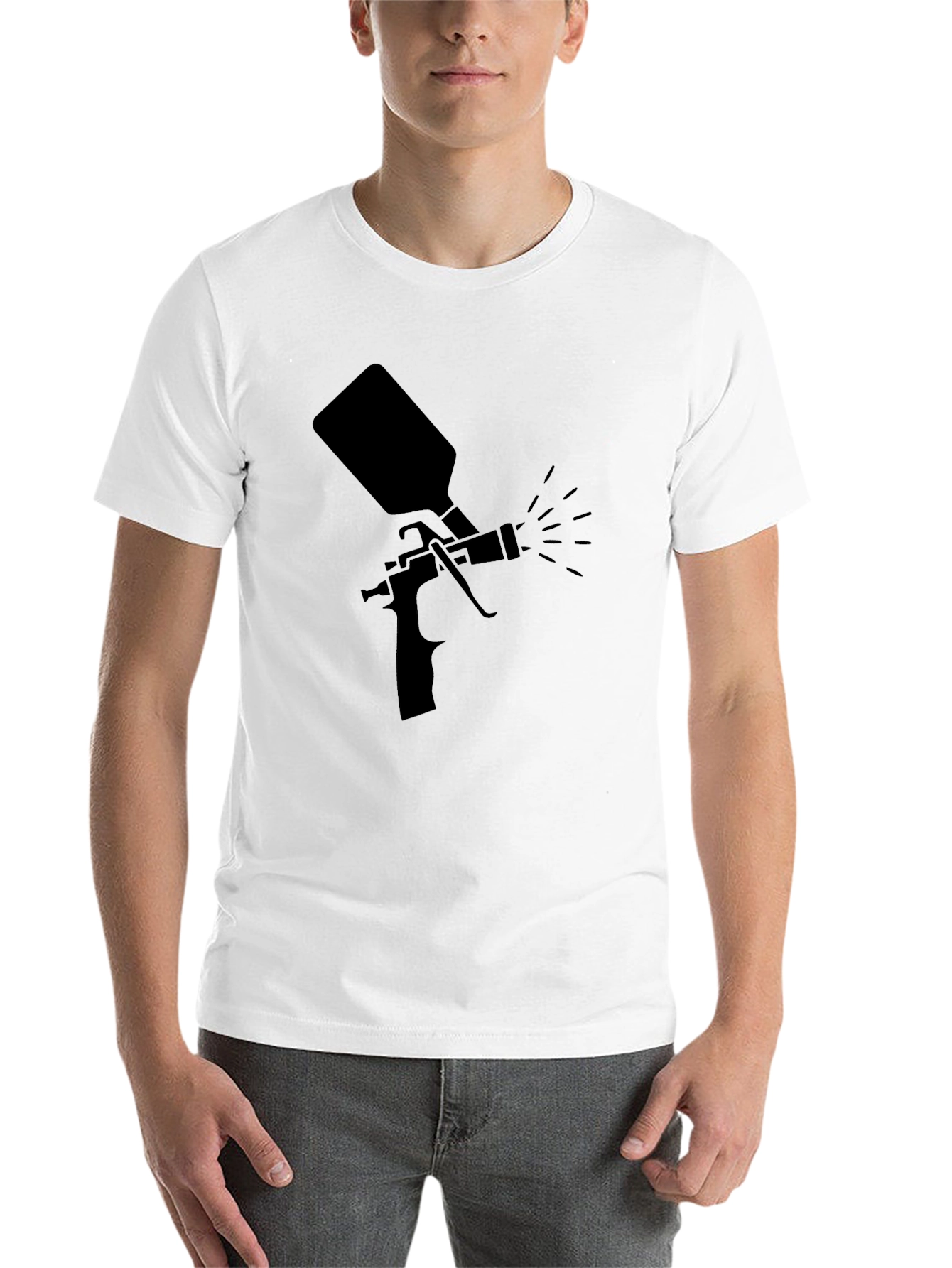 Black Black Spray Paint Gun Graphic Tee - Stylish & Unique view 14