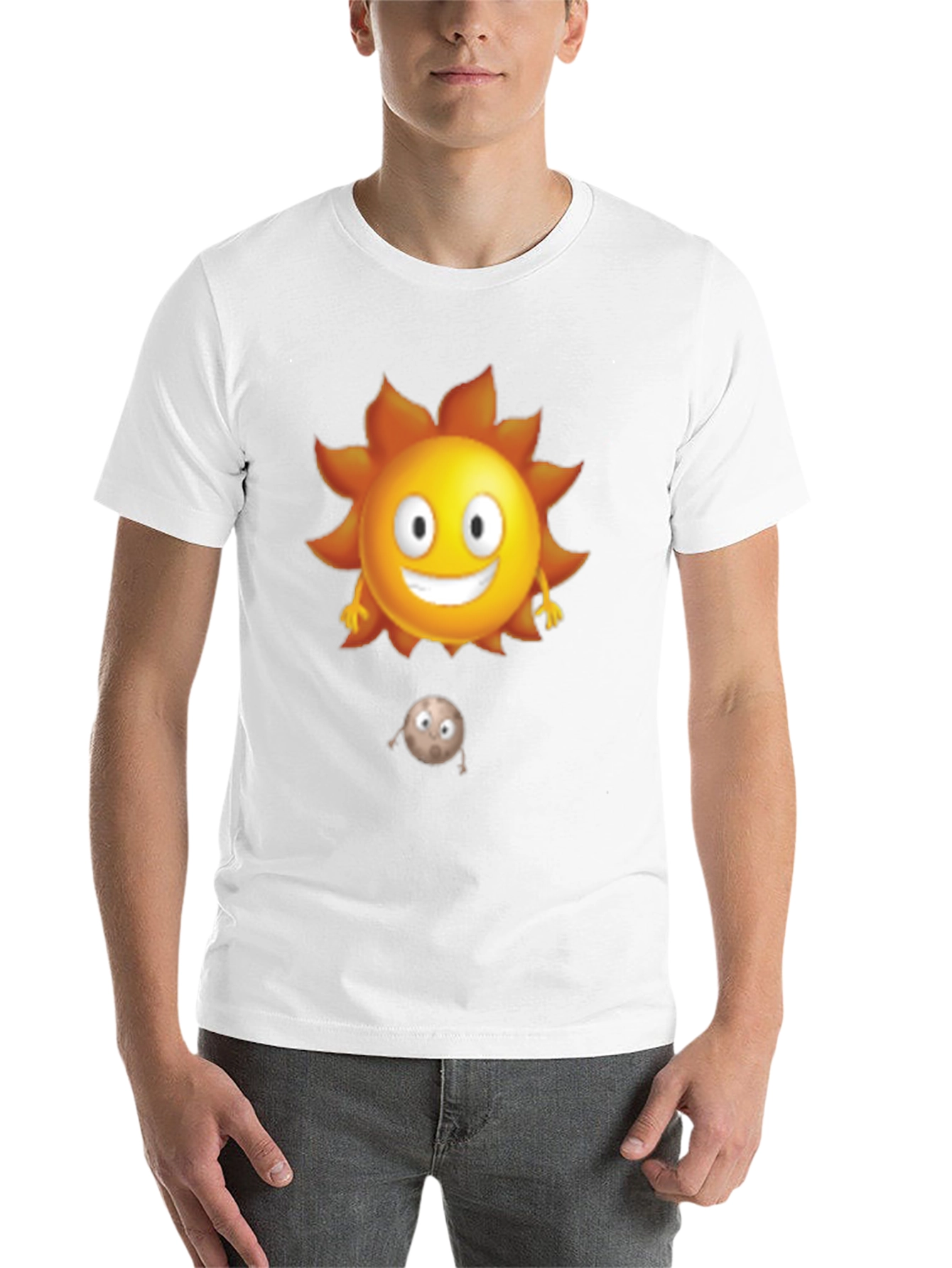 Black Cartoon Sun and Moon Black T-Shirt view 14