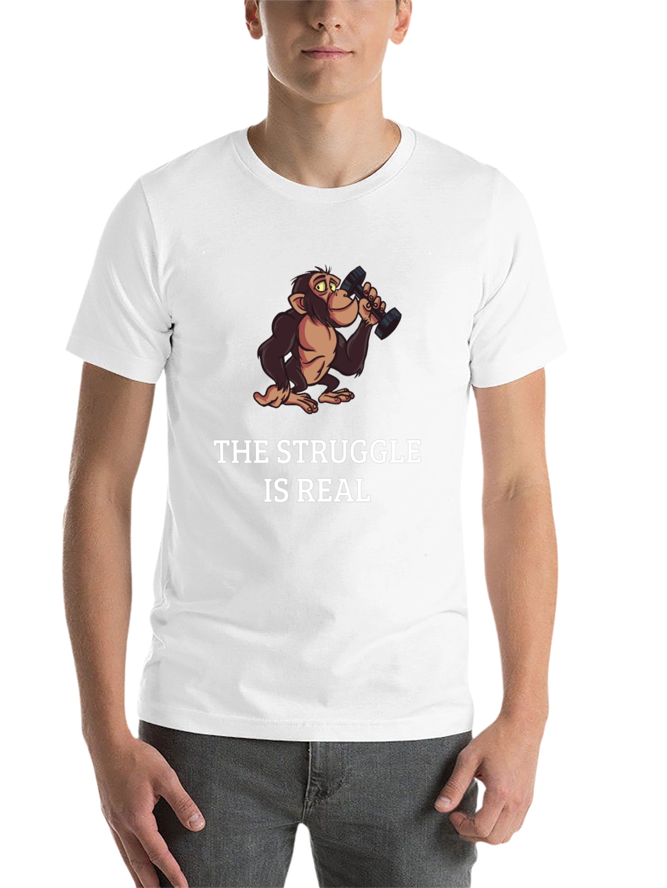 Black Funny Monkey The Struggle is Real Black T-Shirt view 14