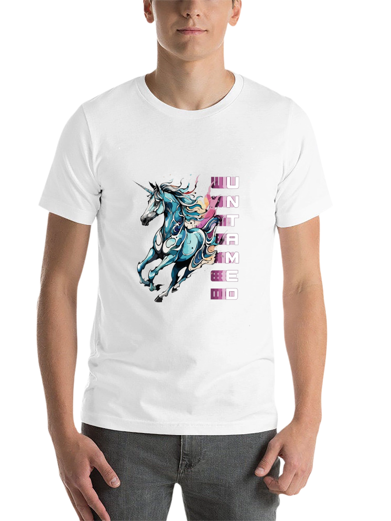 Black Untamed Unicorn Graphic Tee - Black Cotton Shirt view 14