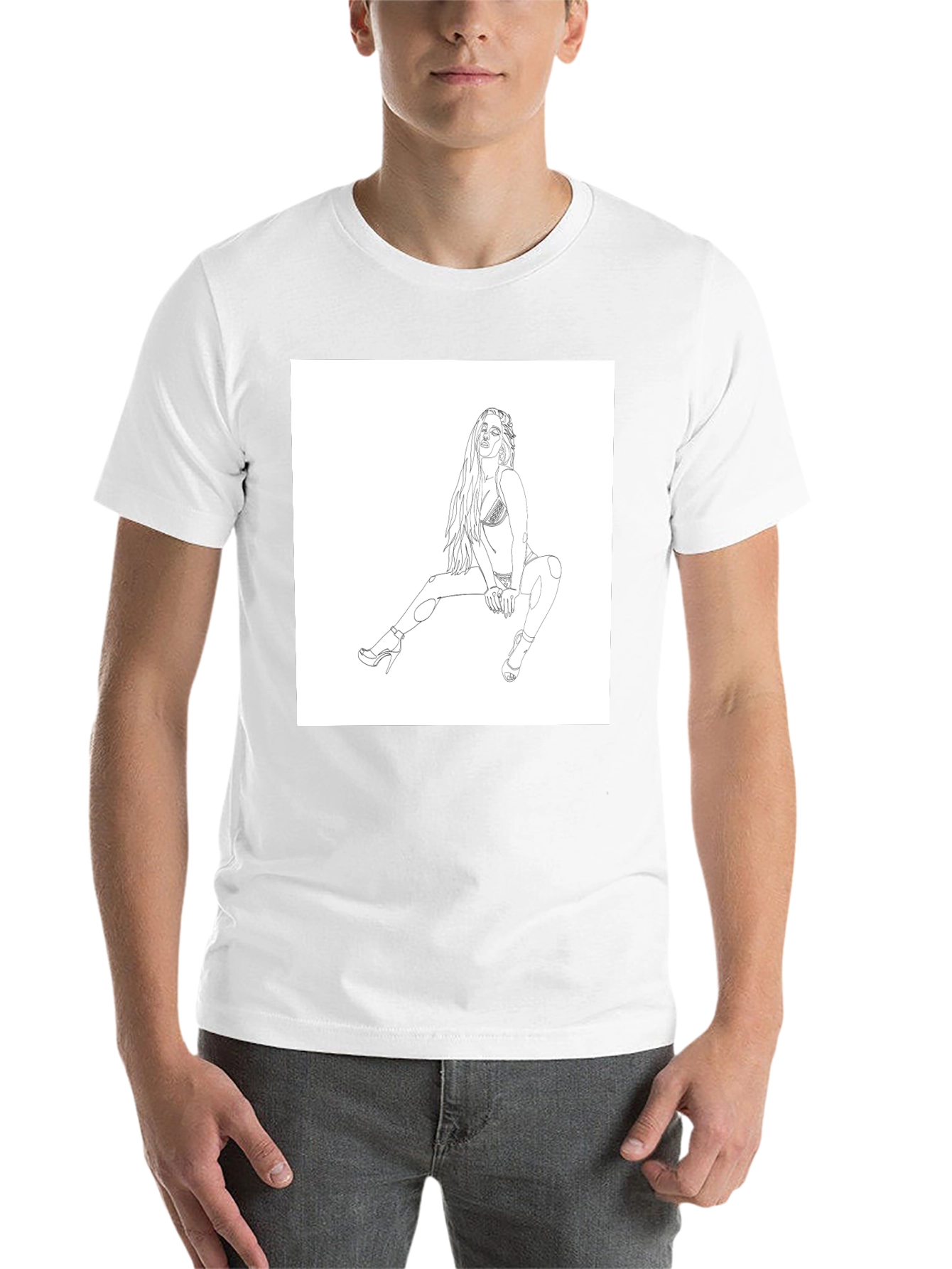 Black Black Graphic Tee - Woman Sketch Design view 14