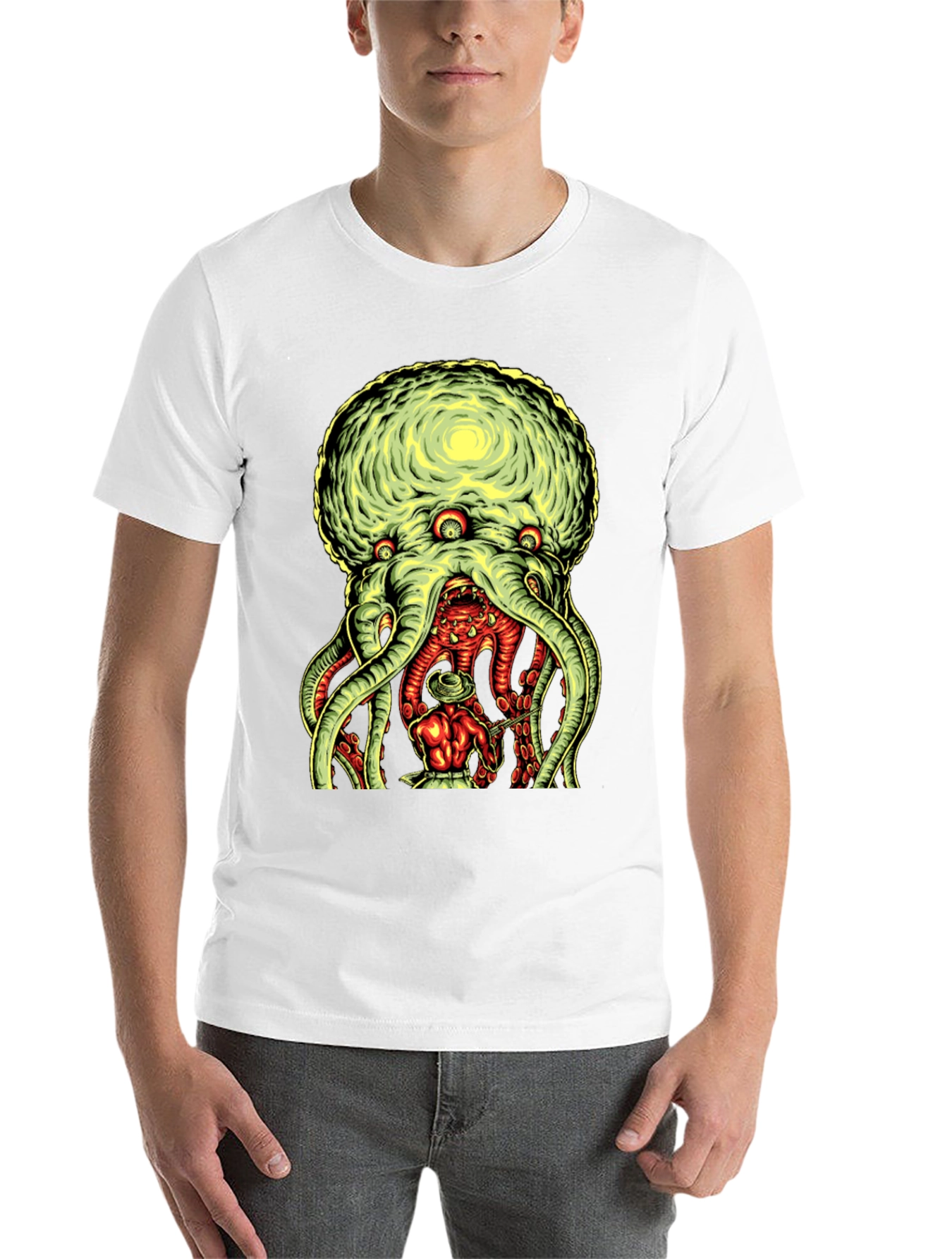 Black Tentacle Monster Graphic Tee - Black Cotton T-Shirt view 14
