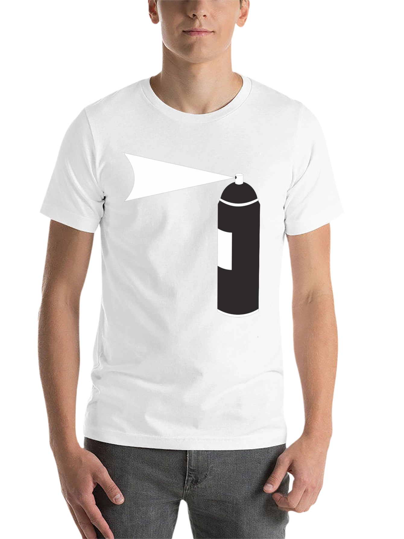 Black Spray Paint Graphic Tee - Black Cotton T-Shirt view 14