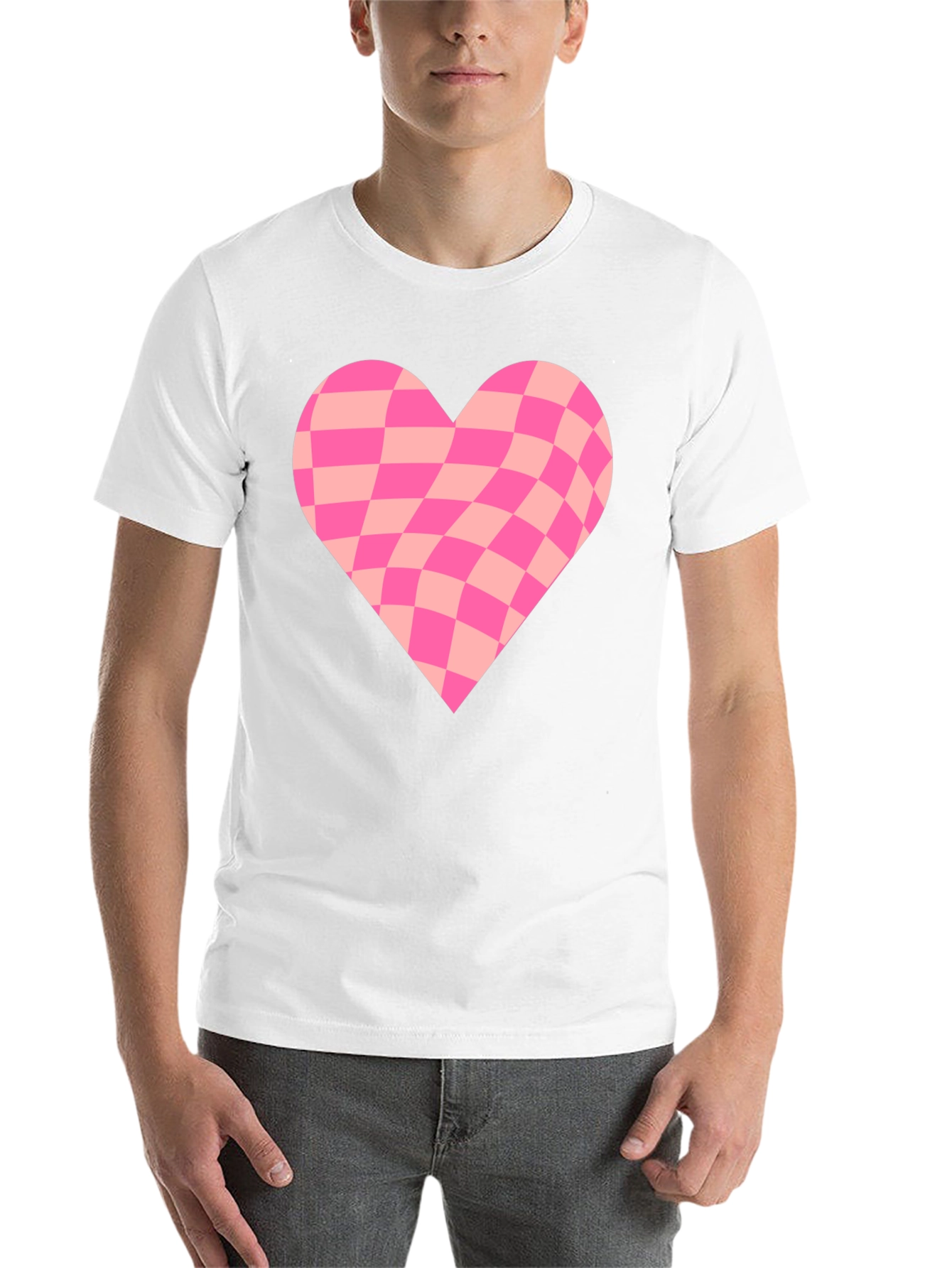 Black Warped Checkered Heart Graphic Tee - Black view 14