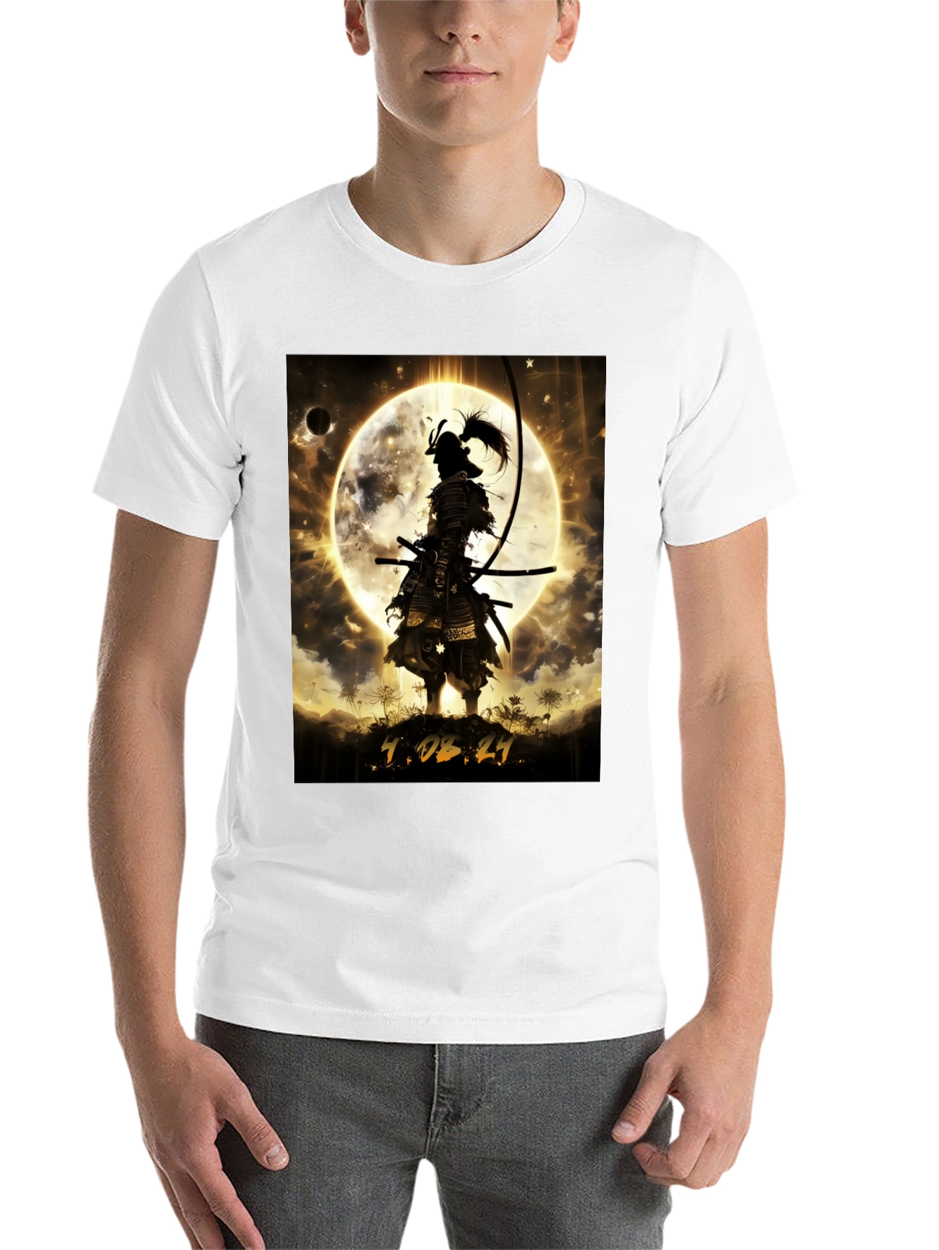 Black Samurai Moon Graphic T-Shirt - Warrior Style view 14