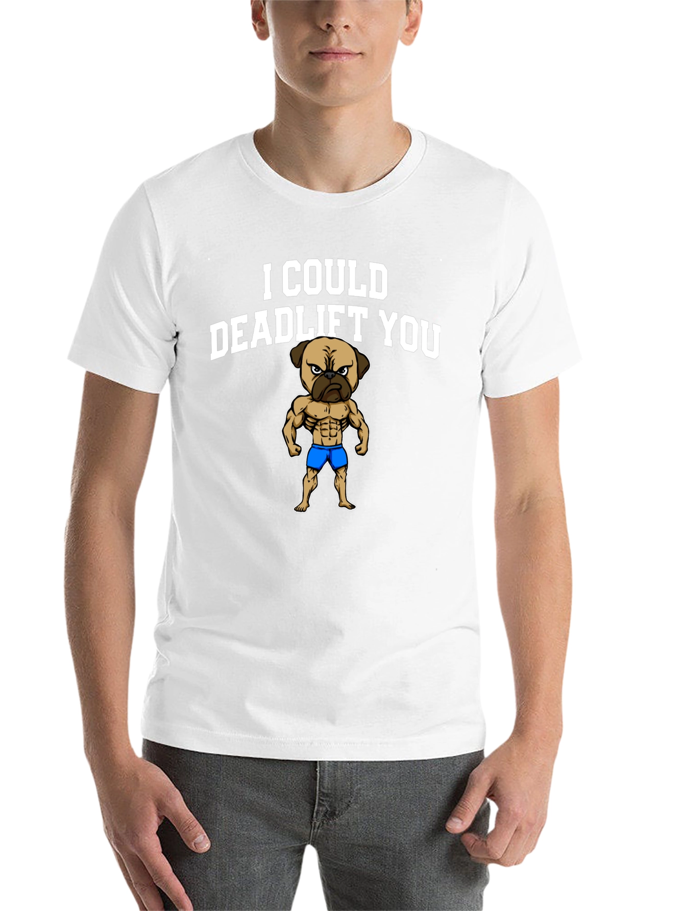 Black I Could Deadlift You - Funny Pug T-Shirt view 14