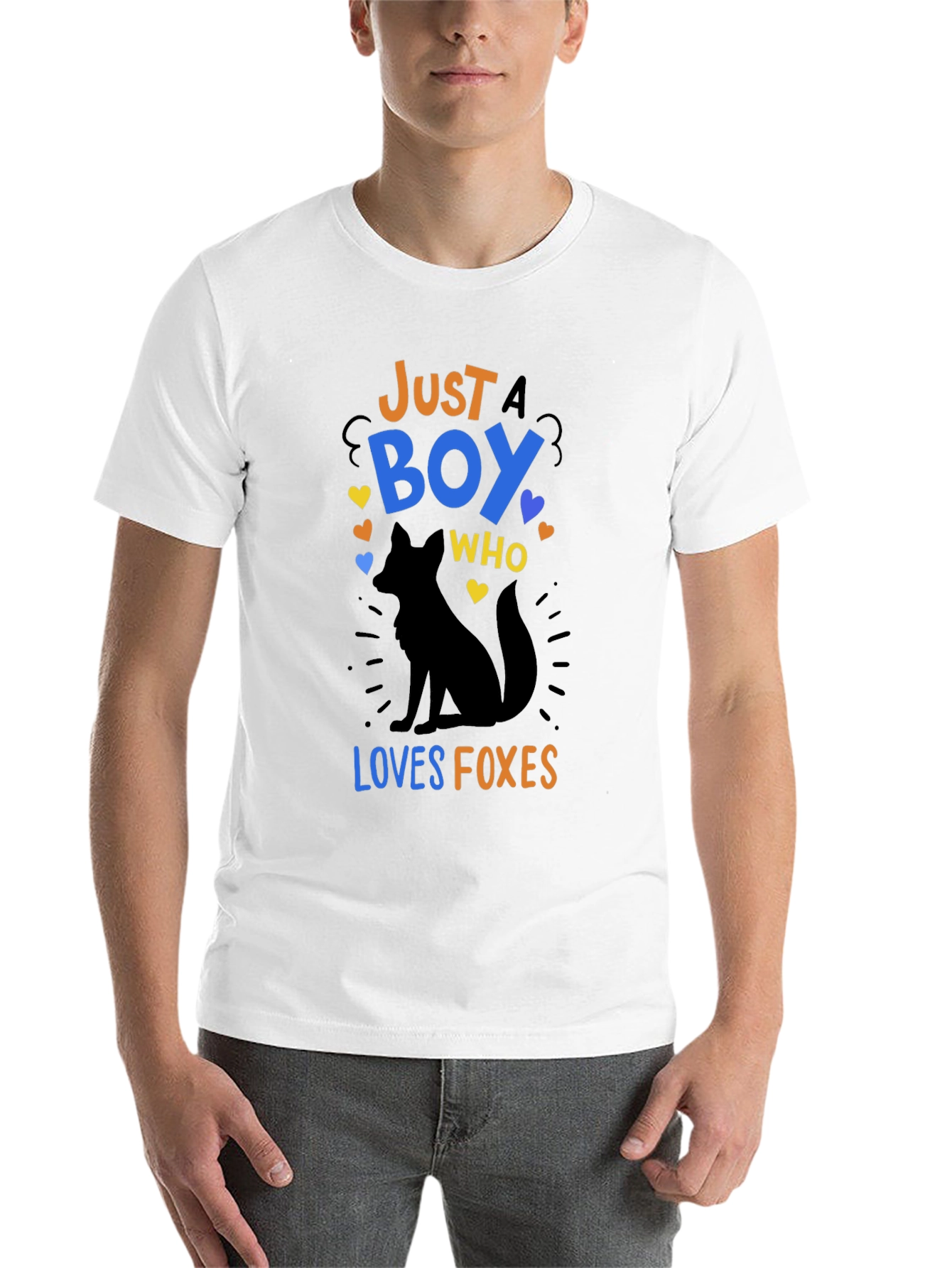Black Just A Boy Who Loves Foxes T-Shirt view 14