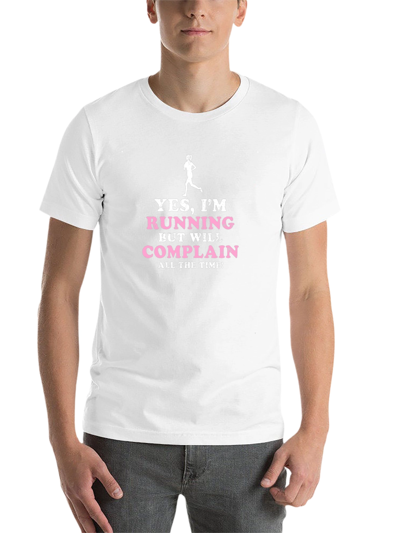 Black Funny Running T-Shirt: Yes, I'm Running, But Will Complain view 14