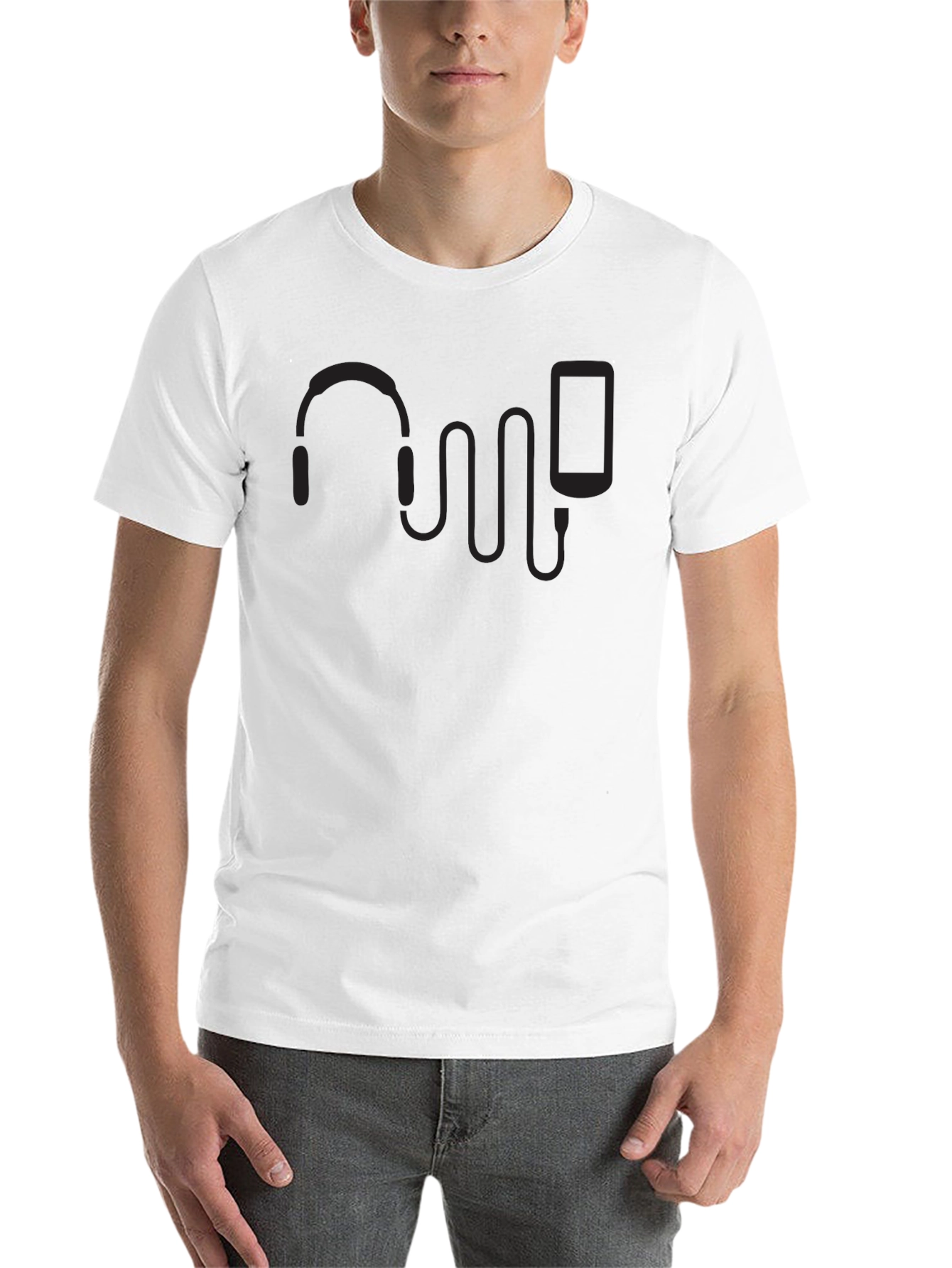 Black Headphones & Phone Graphic T-Shirt - Music Lover Tee view 14