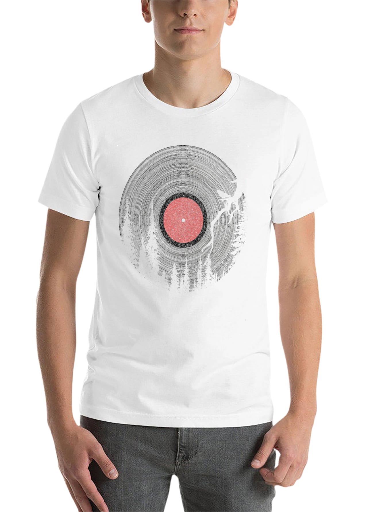 Black Retro Vinyl Record Graphic T-Shirt - Black view 14