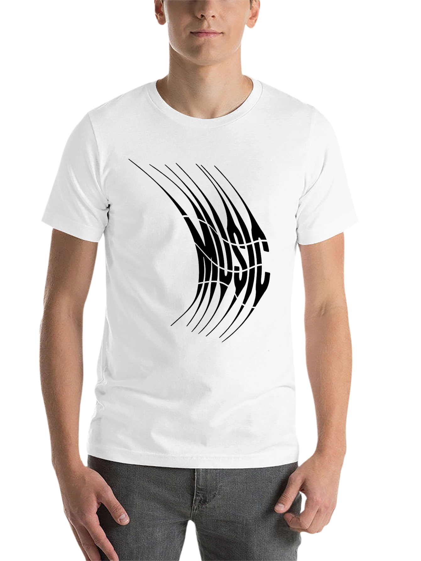 Black Abstract Music T-Shirt - Black view 14