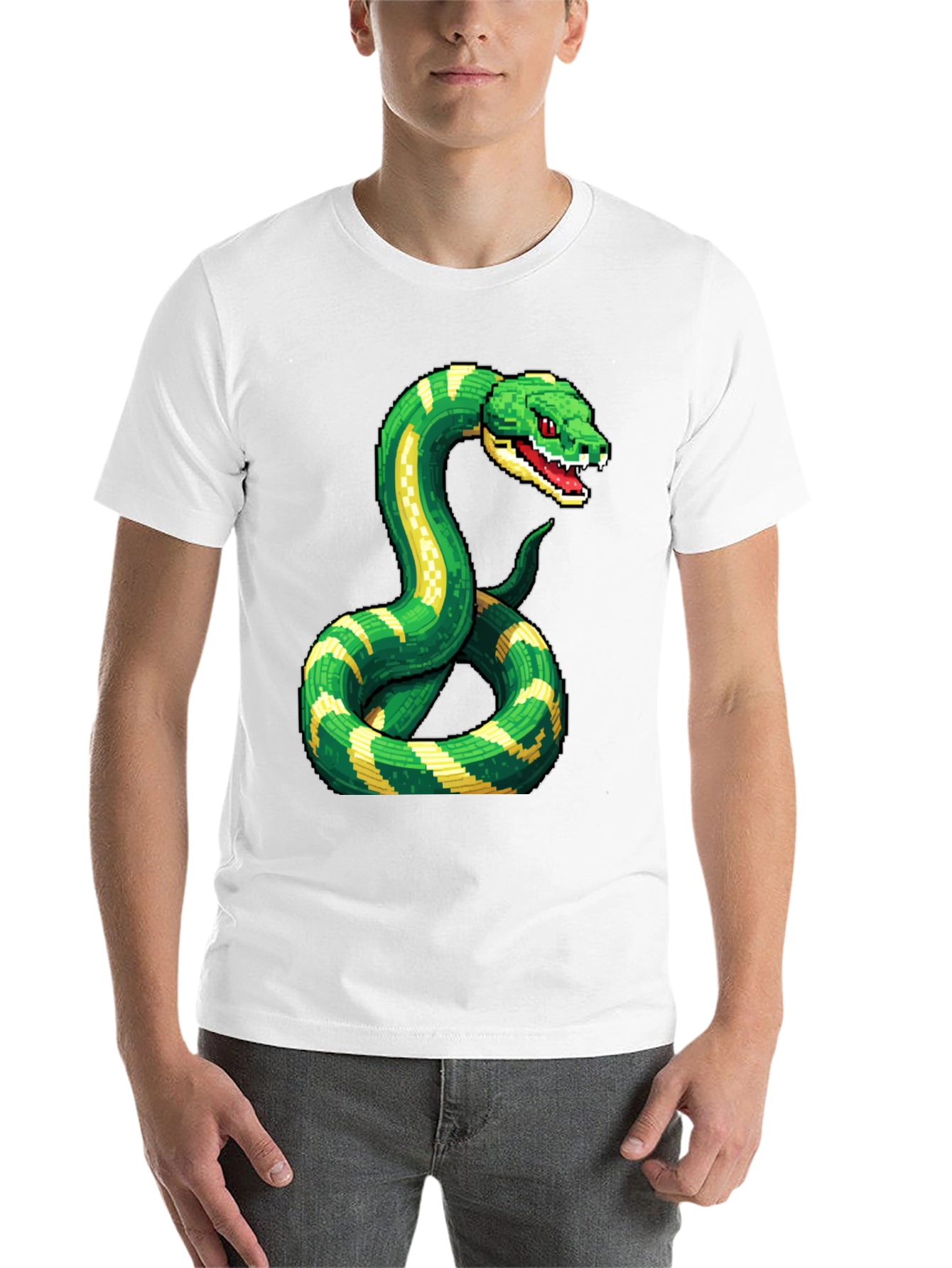 Black Pixelated Snake Graphic Tee - Gamer Style view 14