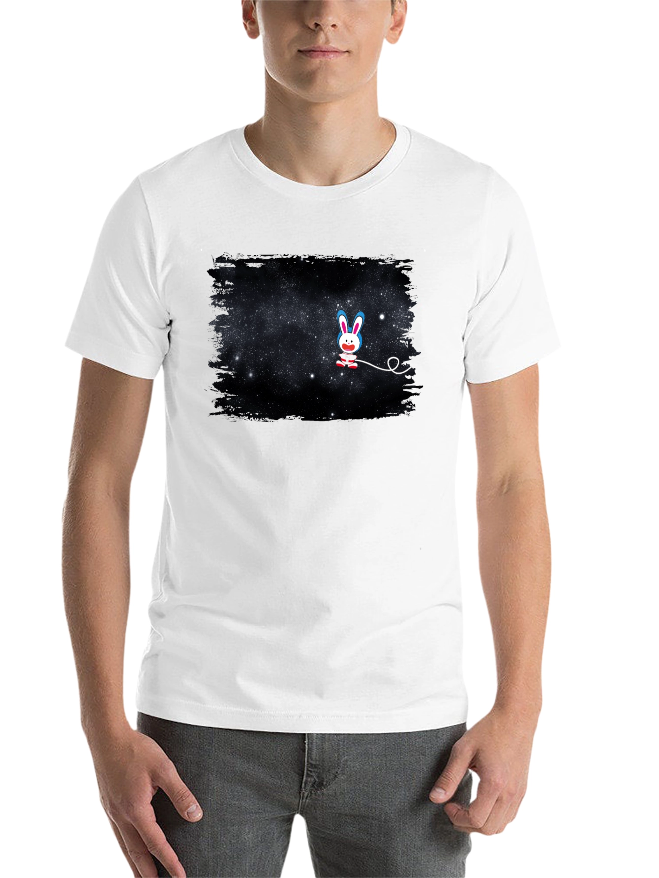 Black Galaxy Bunny T-Shirt - Unisex Black Tee view 14