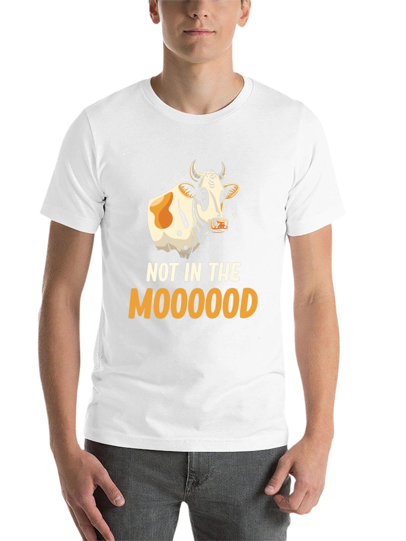 Black Not In The Moooood T-Shirt - Funny Cow Graphic Tee view 14
