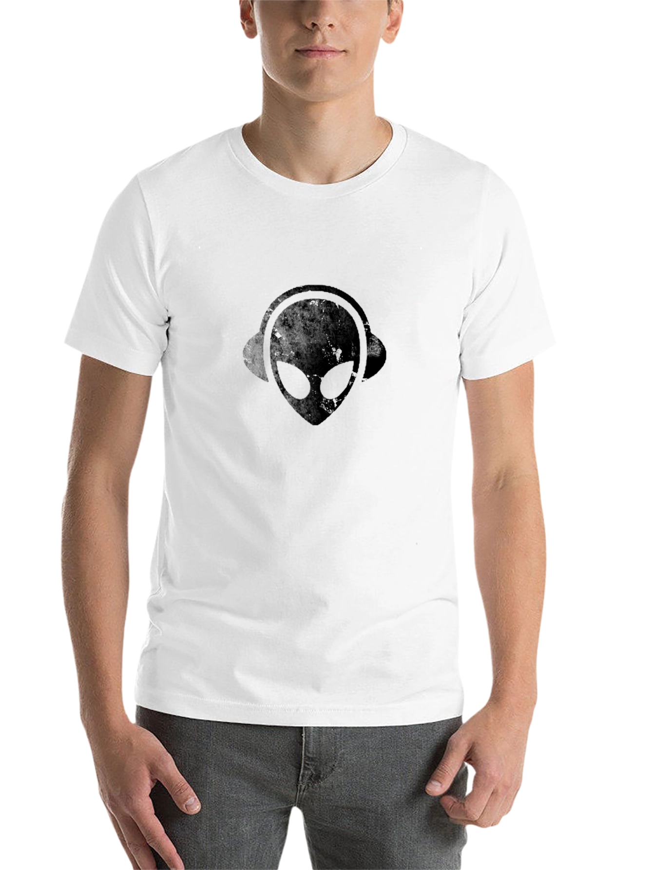 Black Alien Headphone Graphic Tee view 14