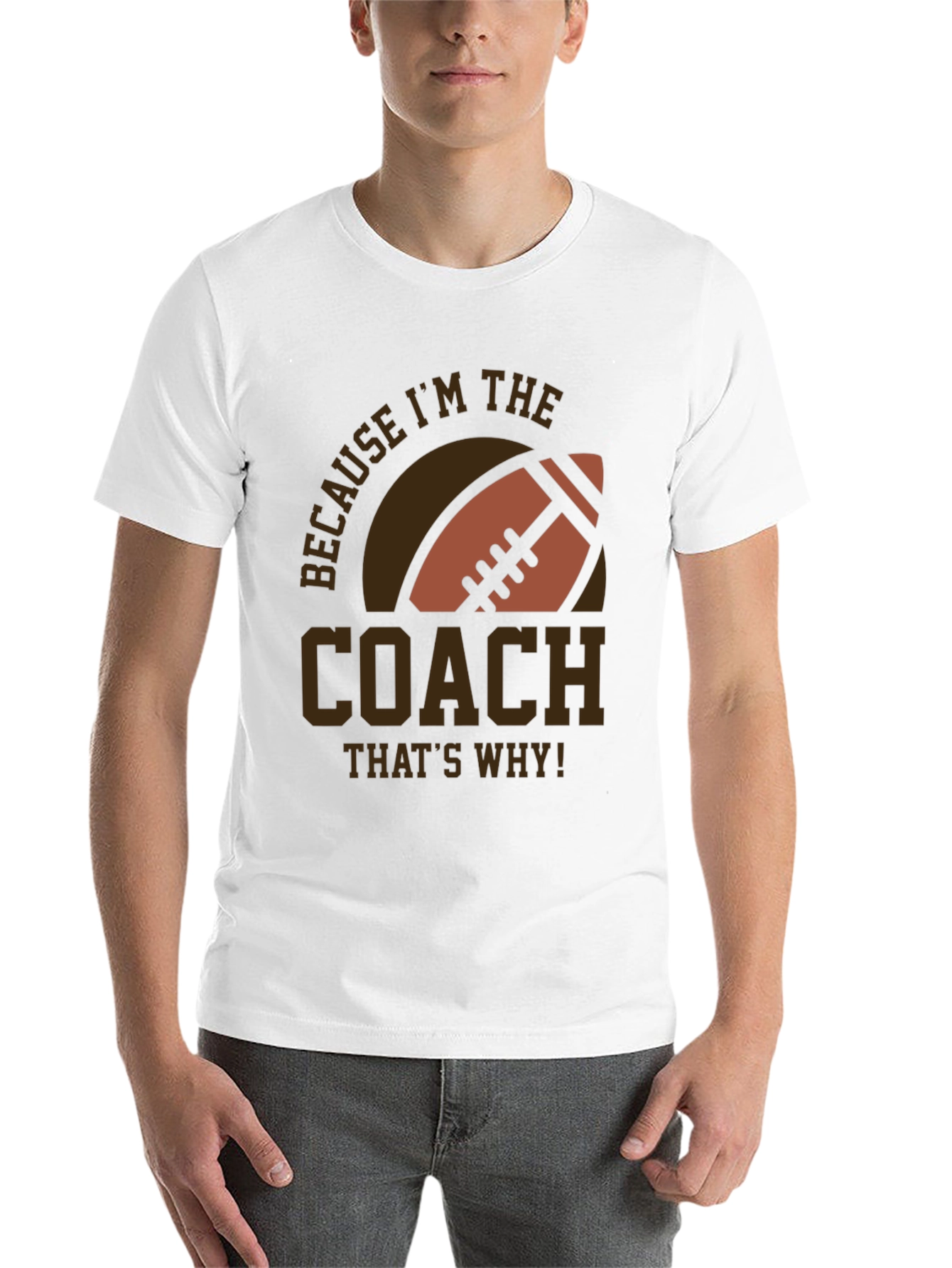 Black Coach Football T-Shirt - Because I'm The Coach view 14