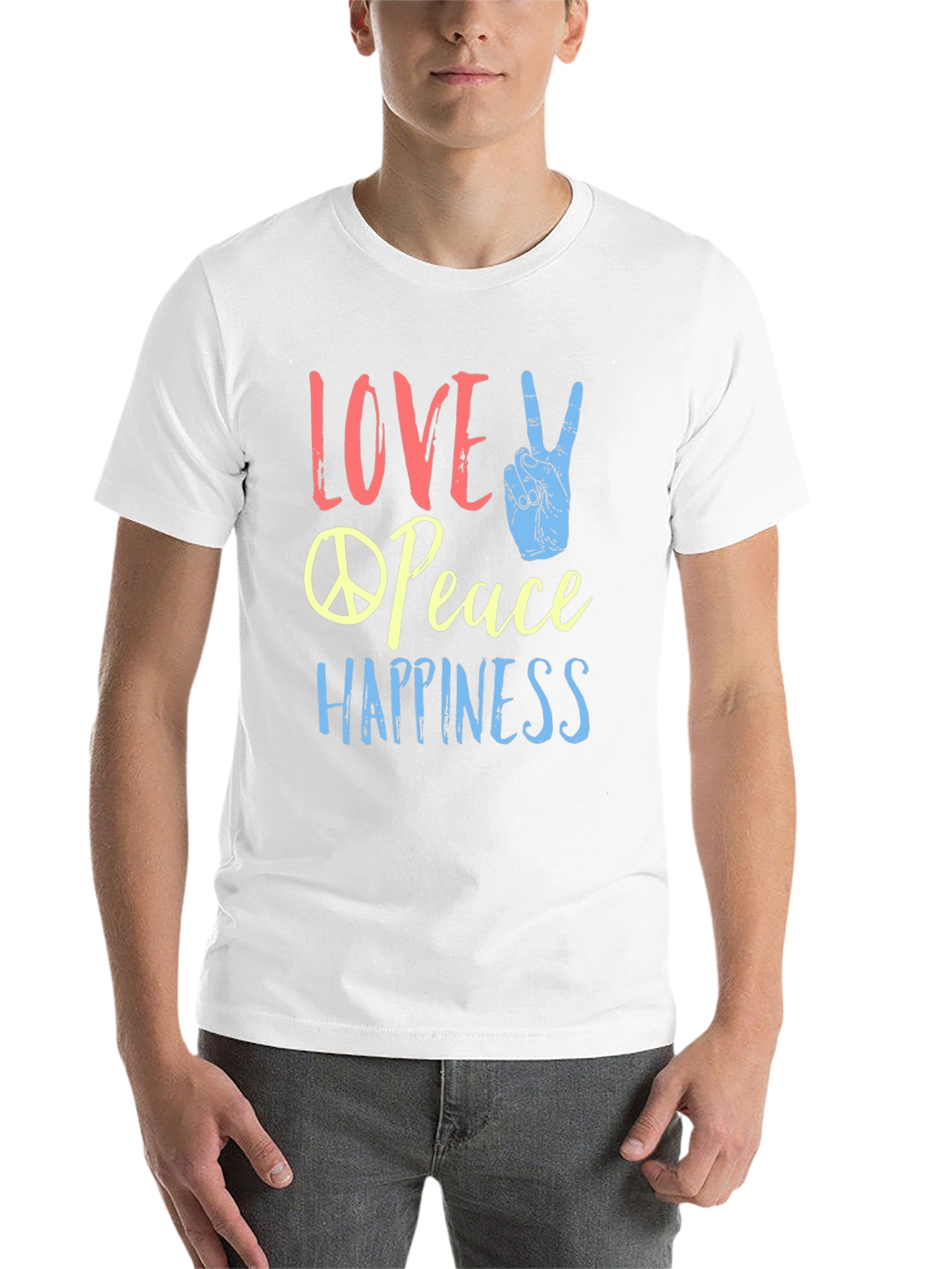 Black Love Peace Happiness Graphic T-Shirt view 14