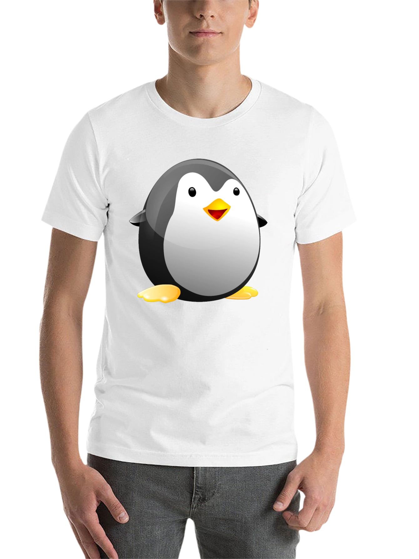 Black Cartoon Penguin Graphic Tee - Soft Cotton Blend view 14