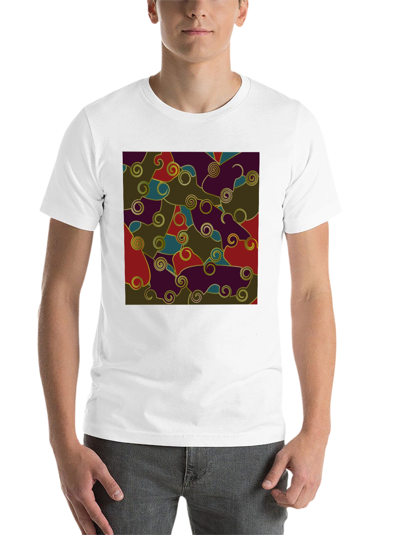 Black Abstract Pattern Black T-Shirt view 14