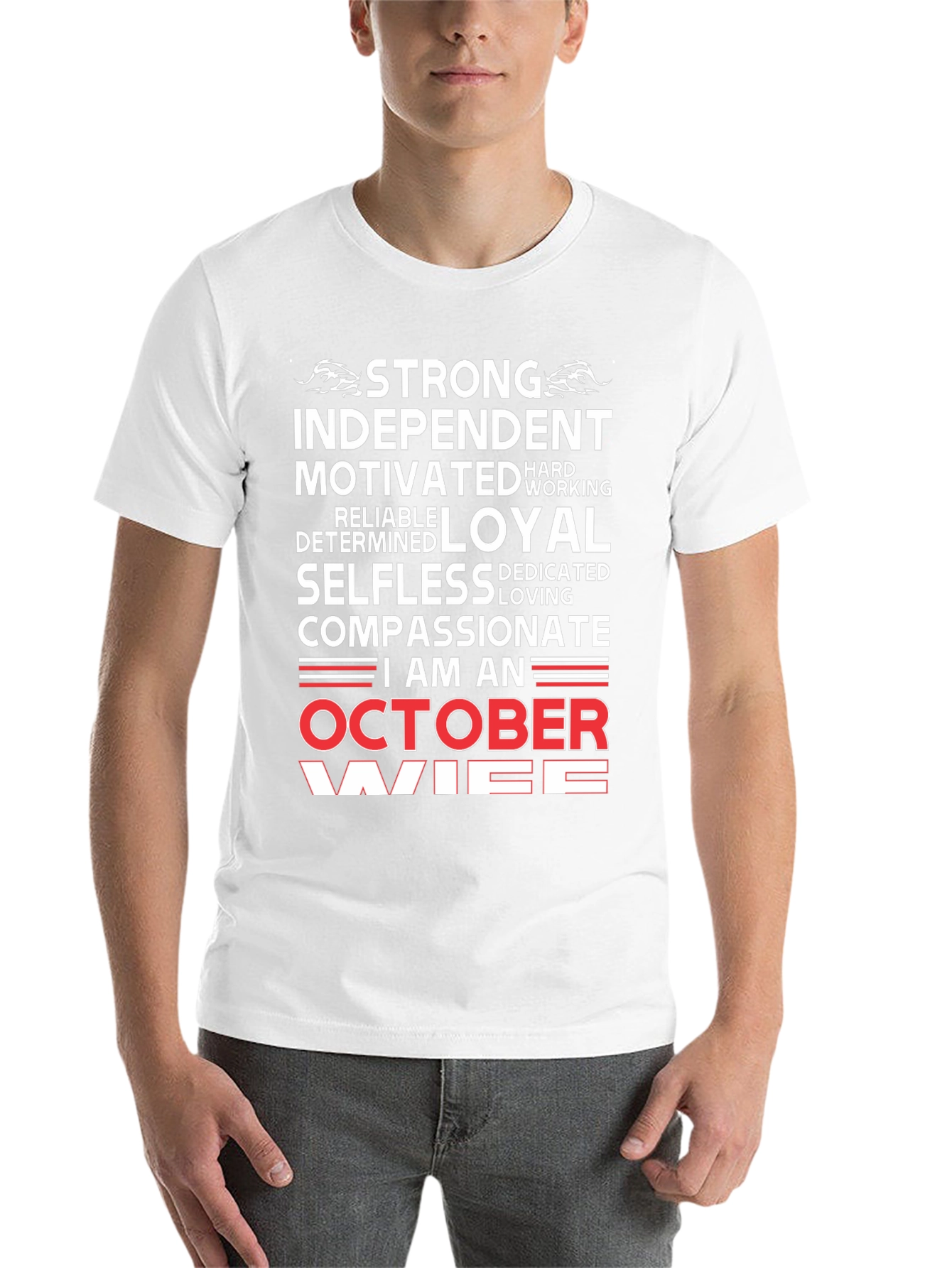 Black Strong October Wife Black T-Shirt view 14