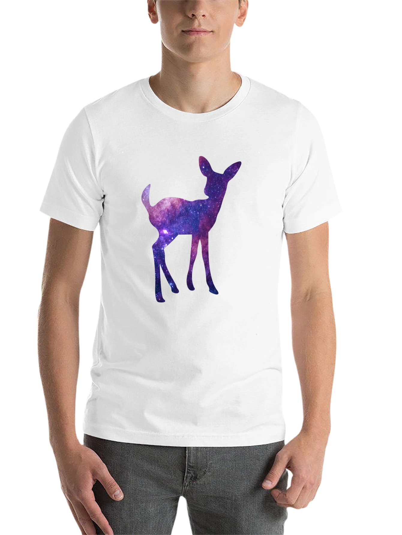 Black Galaxy Deer Graphic Tee - Cosmic Fawn T-Shirt view 14