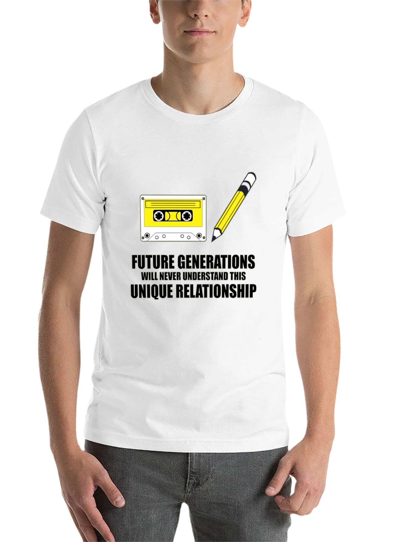 Black Retro Cassette & Pencil T-Shirt - Future Generations view 14
