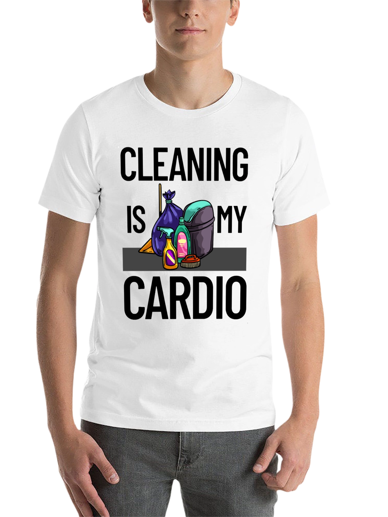 Black Cleaning is My Cardio T-Shirt view 14