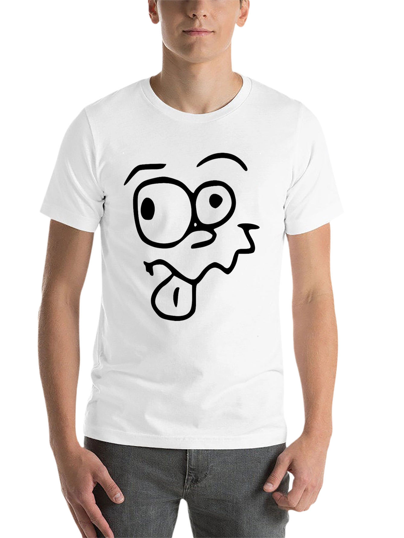 Funny Face Graphic Black T-Shirt - 14