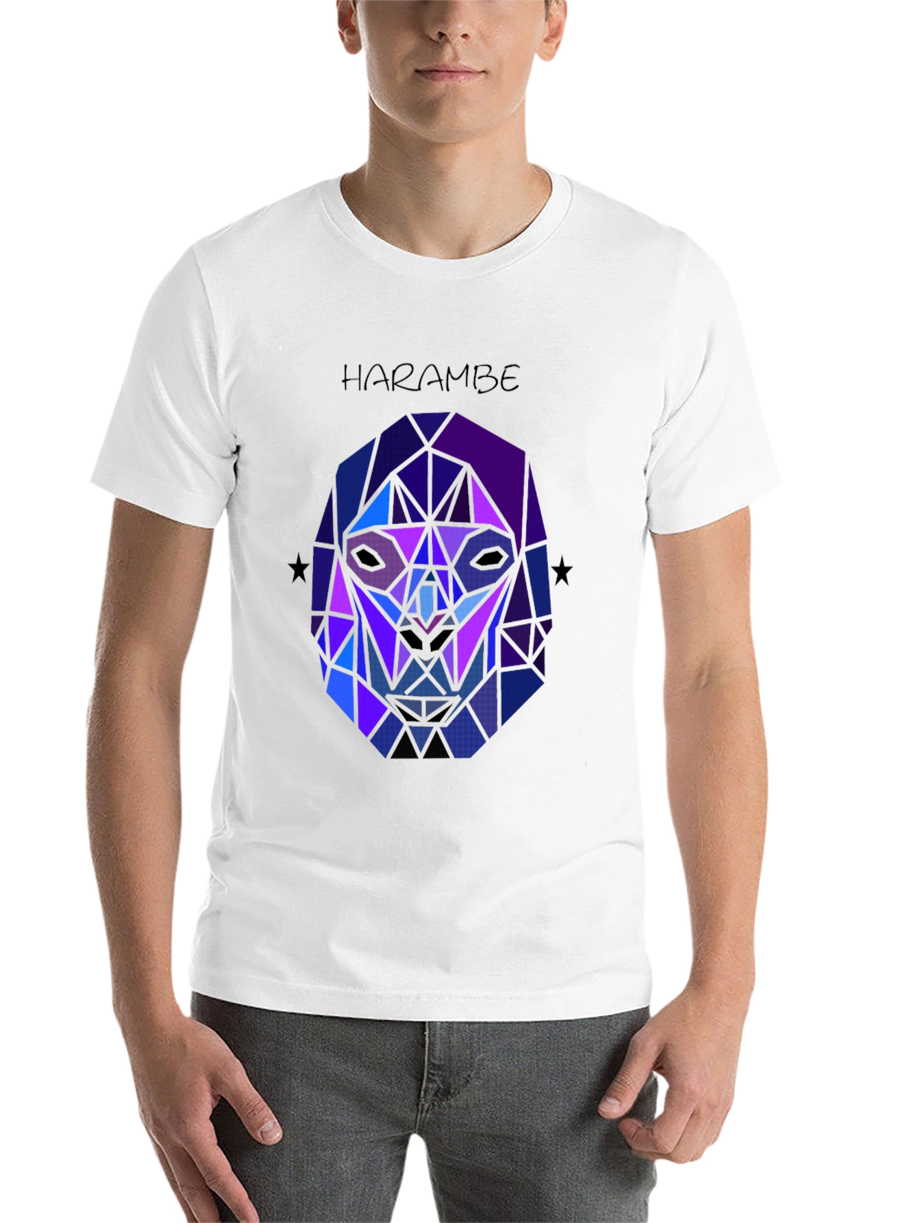 Black Harambe Graphic Tee - Geometric Gorilla Design view 14