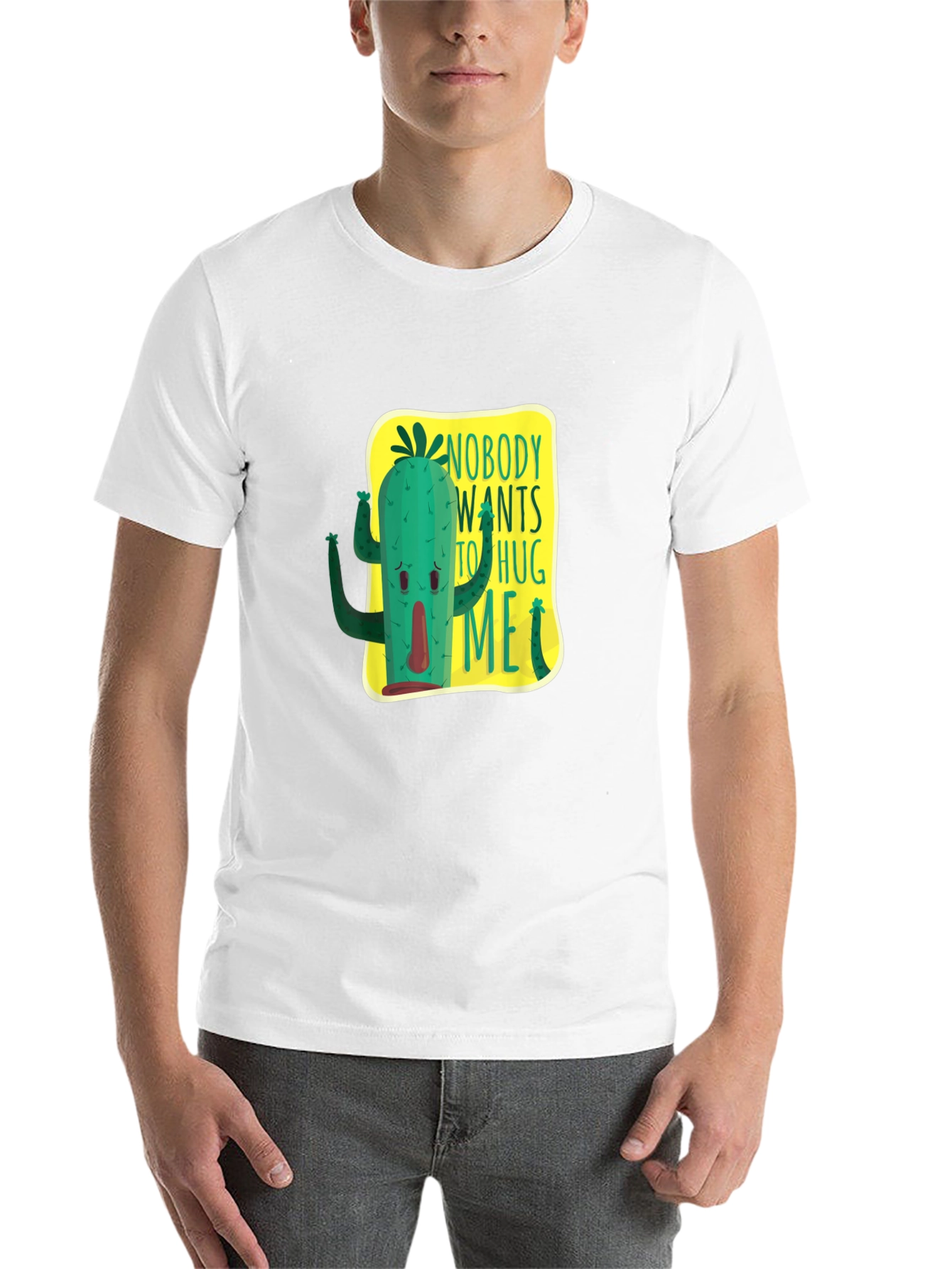 Black Nobody Wants To Hug Me Cactus Graphic Tee view 14