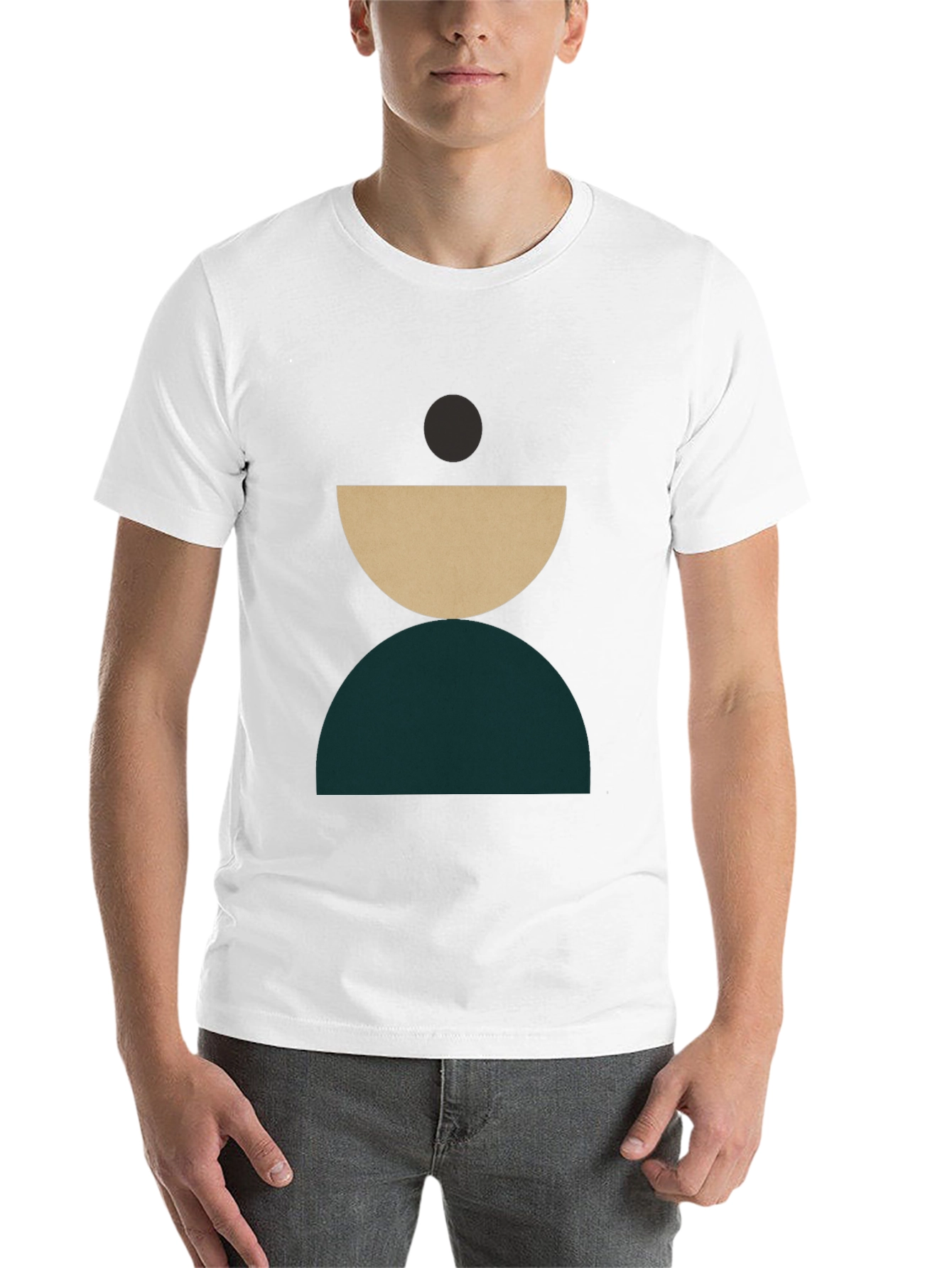 Black Modern Geometric Graphic T-Shirt - Stylish Crew Neck Tee view 14