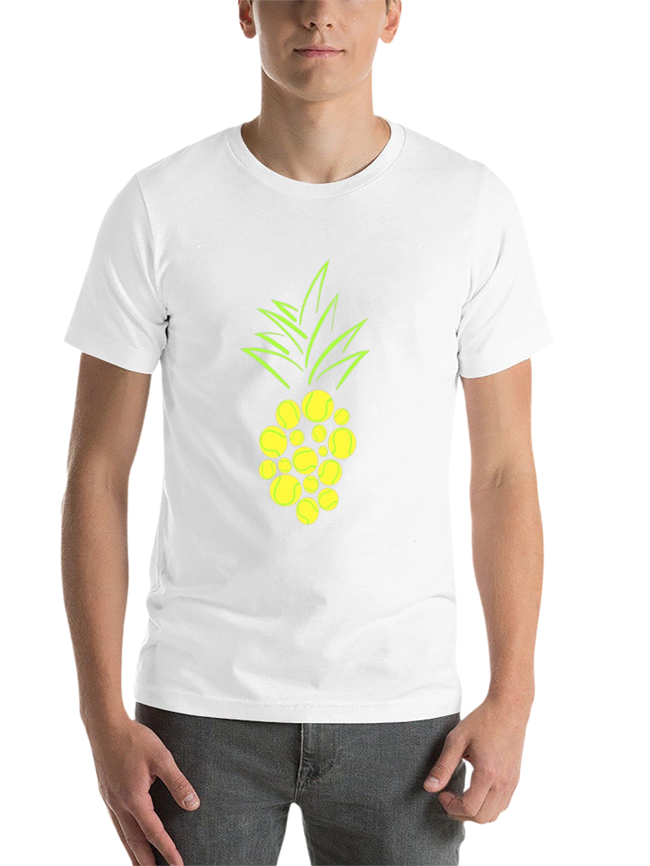 Black Pineapple Tennis Ball Graphic T-Shirt view 14