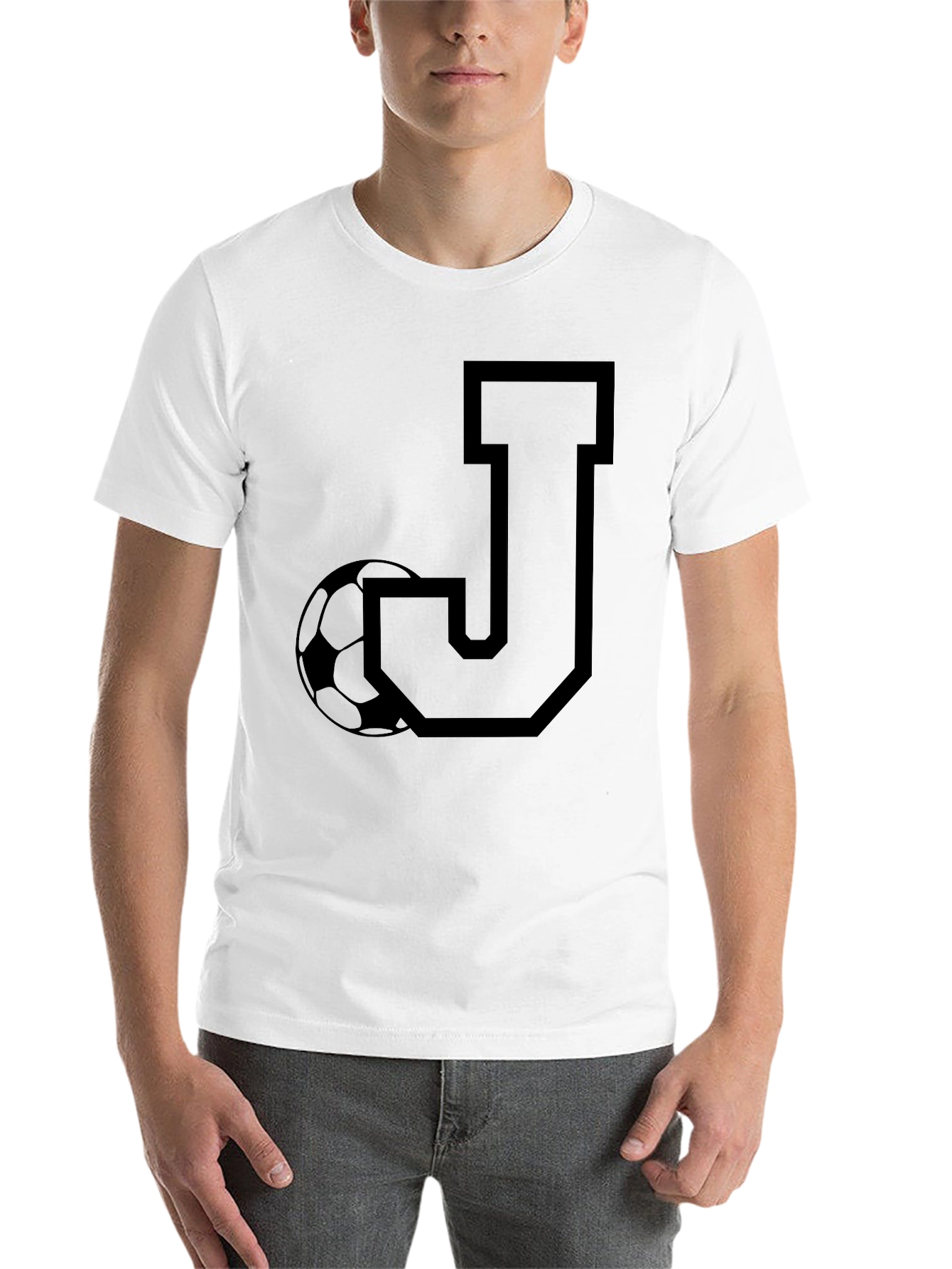 Black Initial J Soccer T-Shirt - Black view 14
