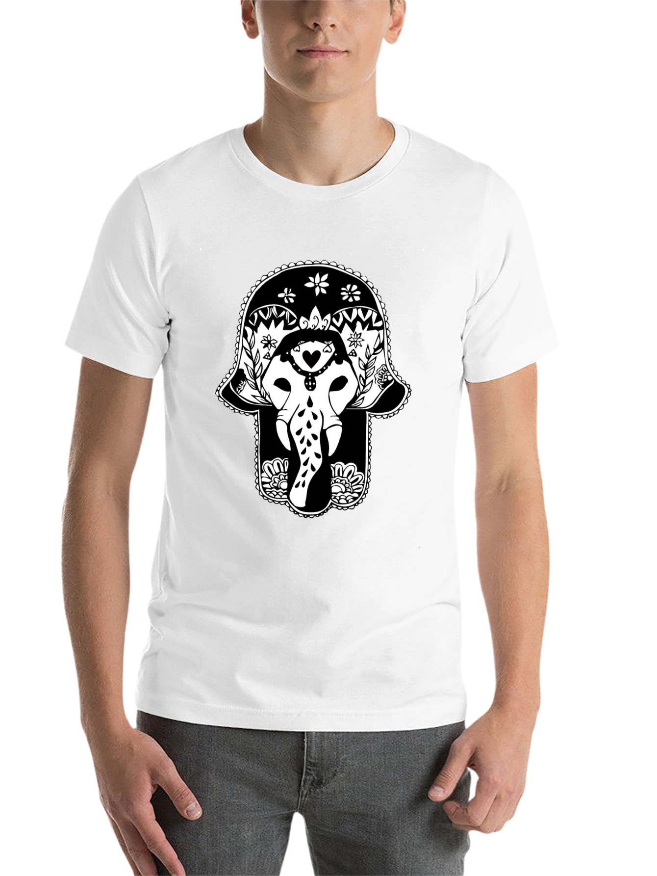 Black Elephant Hamsa Graphic Tee - Black view 14