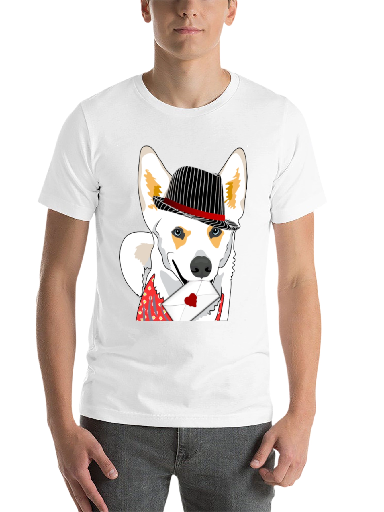 Black Dog in Hat Valentine's T-Shirt view 14