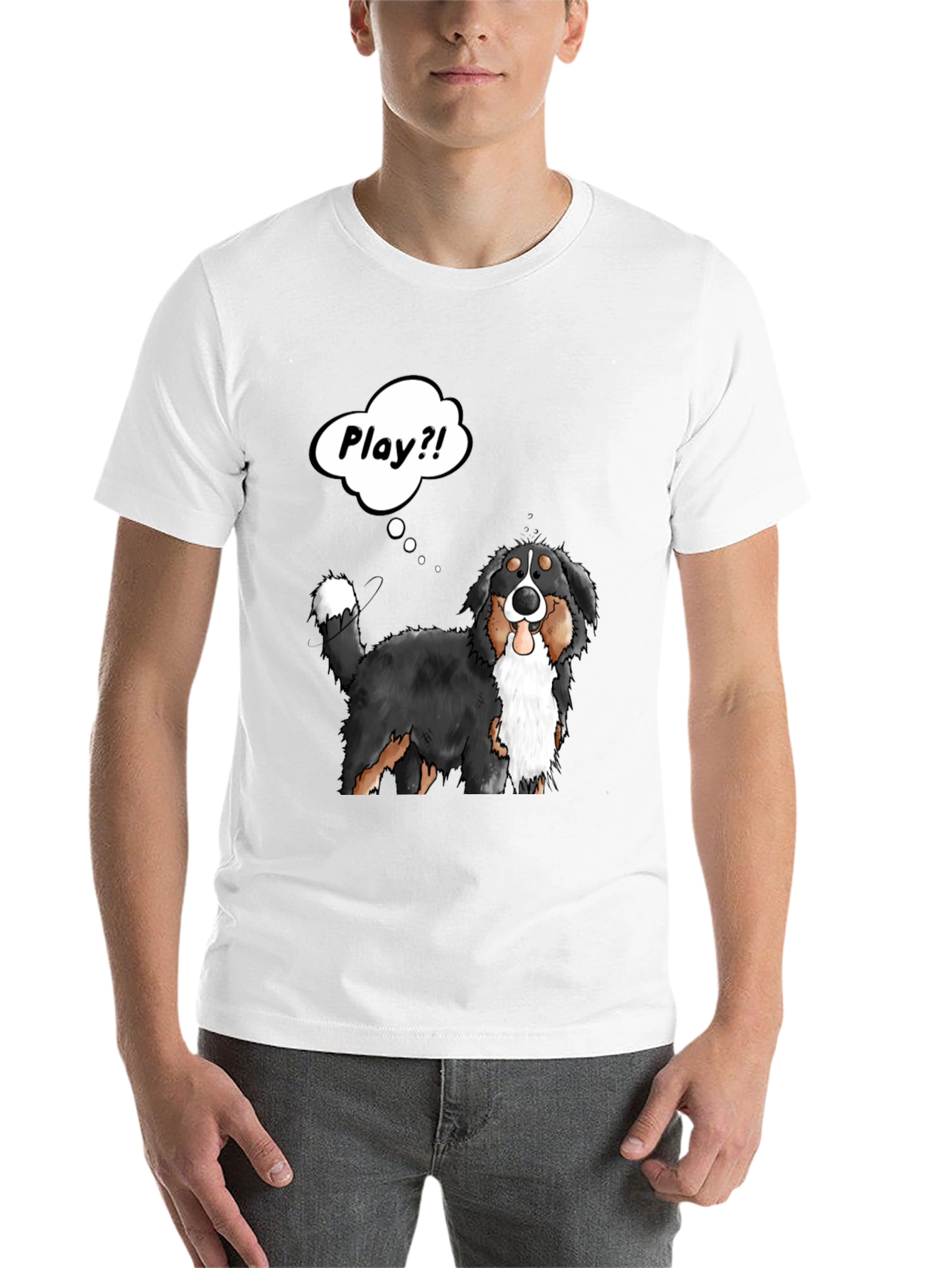 Black Playful Dog Cartoon Graphic T-Shirt view 14