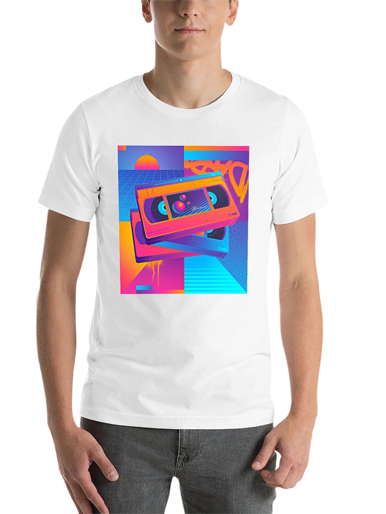 Black Retro Wave VHS T-Shirt - 80s Aesthetic Design view 14