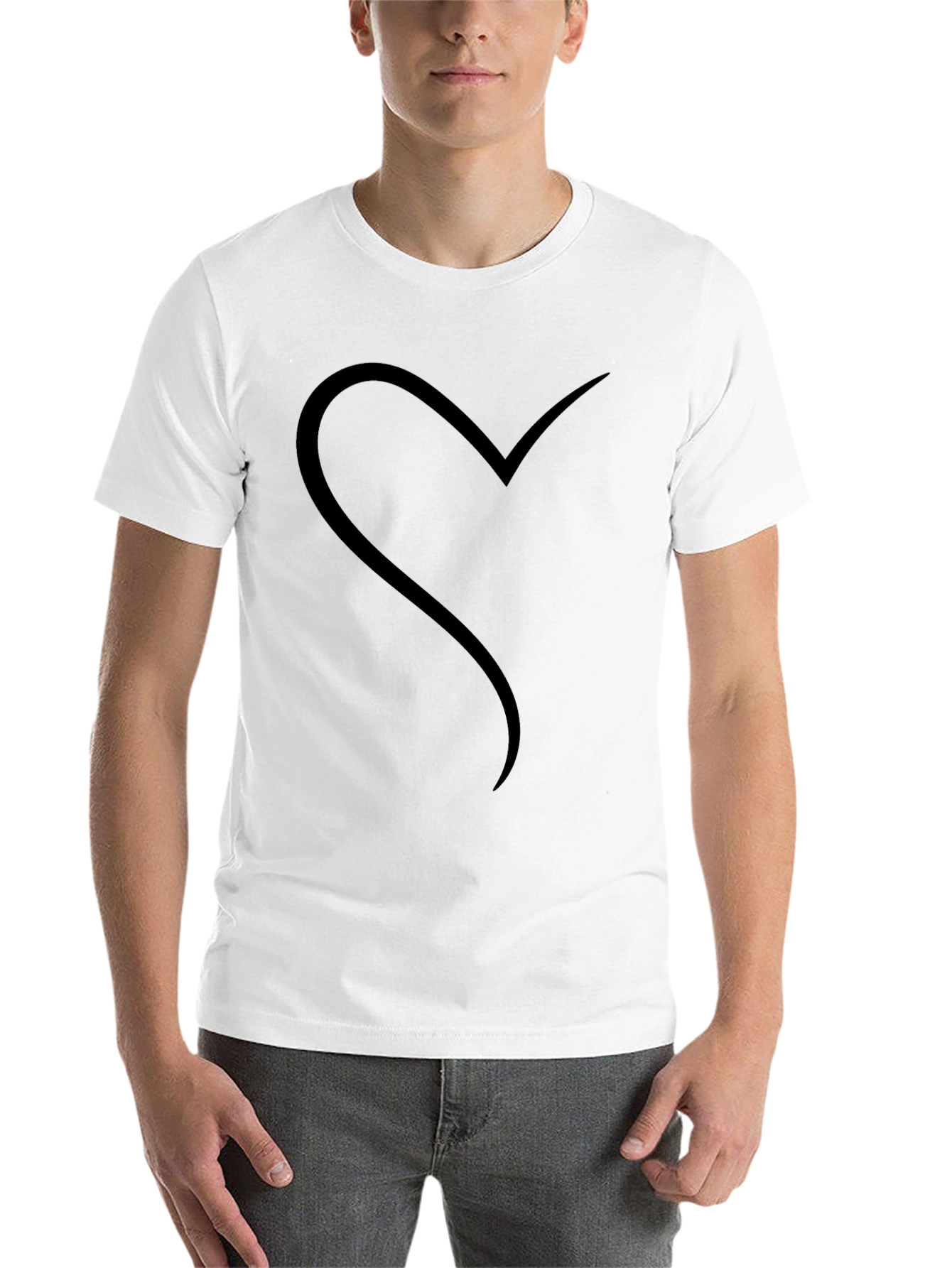 Black Minimalist Heart Graphic Black T-Shirt view 14
