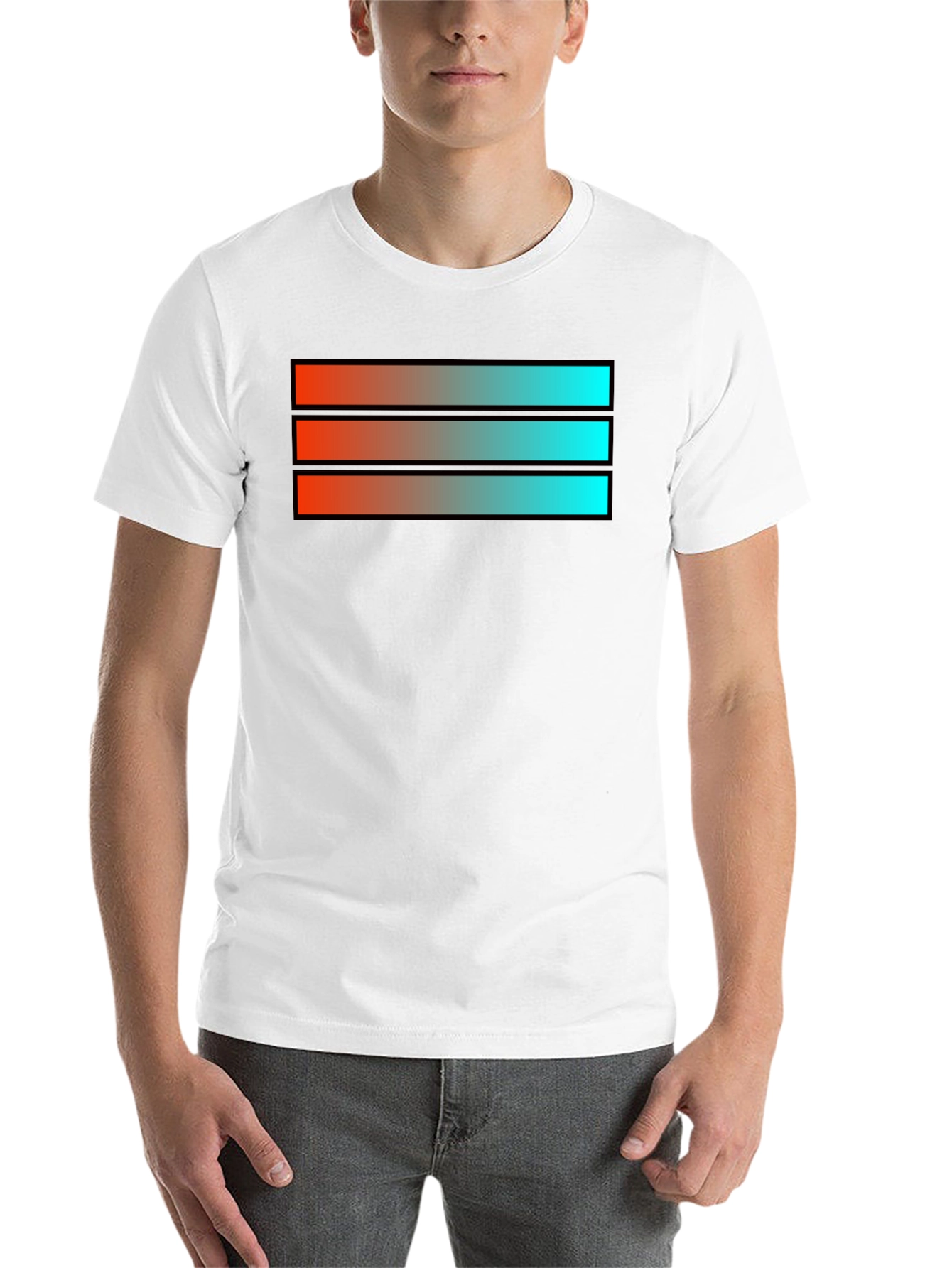 Black Gradient Stripe Graphic Tee - Modern Style view 14
