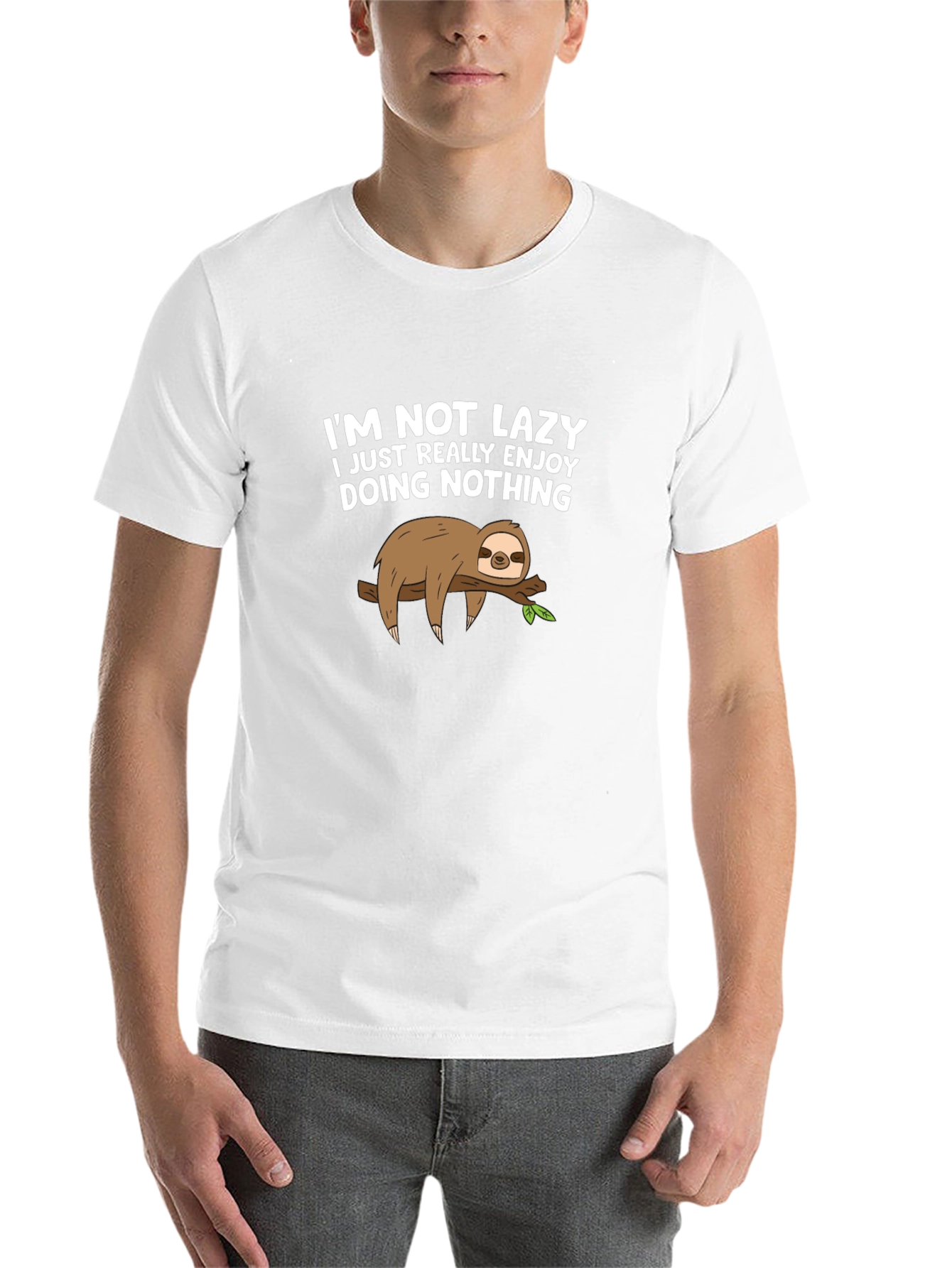 Black Funny Sloth 'Not Lazy' Graphic Tee view 14
