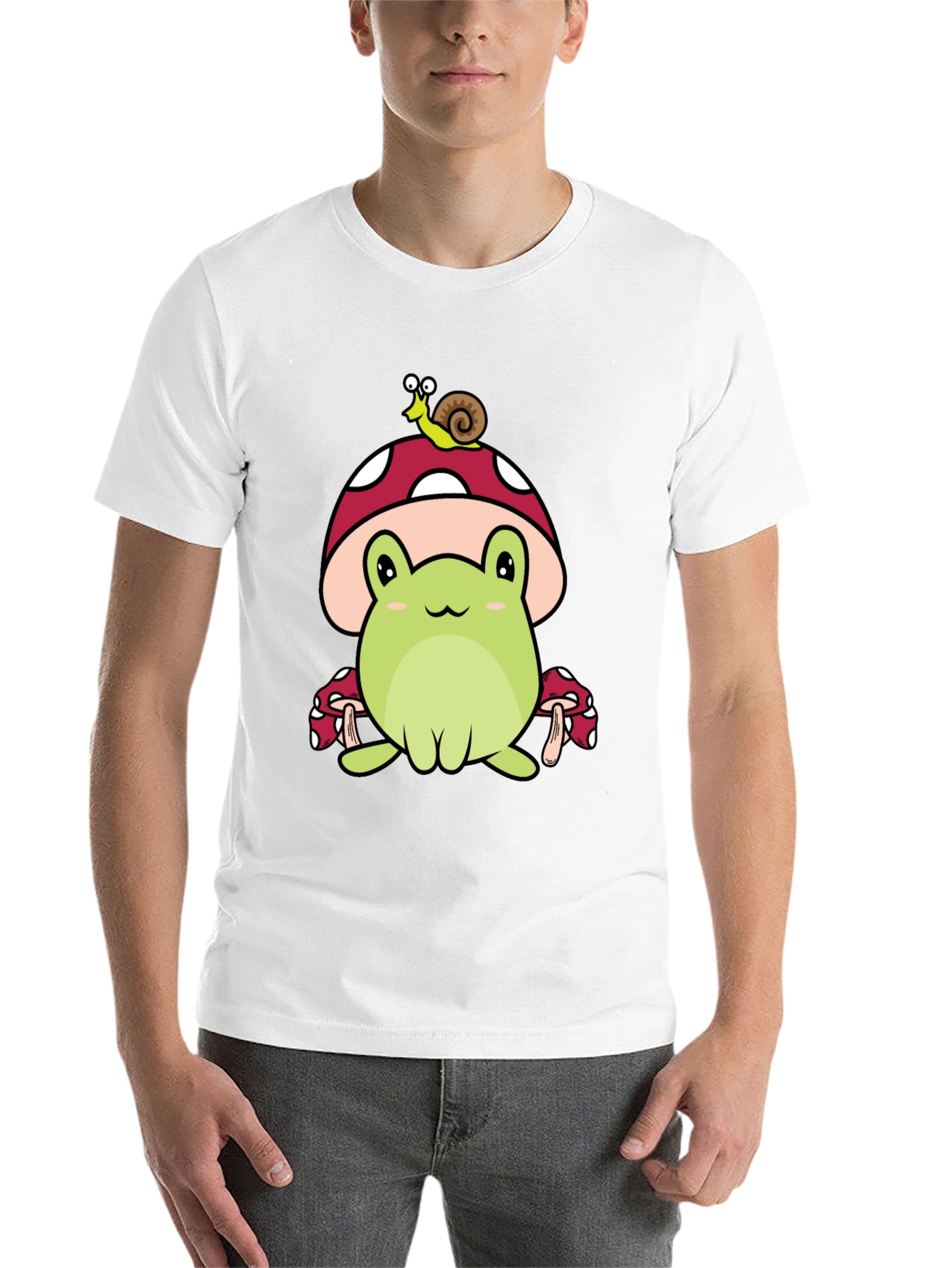 Black Frog & Snail Mushroom T-Shirt - Cute Cartoon Tee view 14
