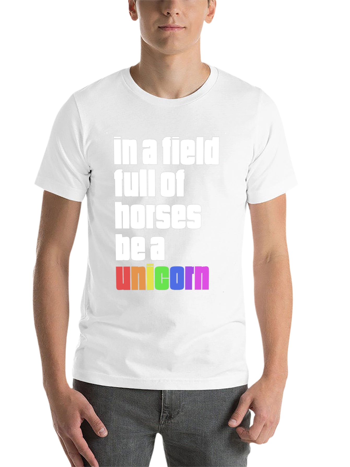 Black Be A Unicorn Rainbow Graphic T-Shirt view 14