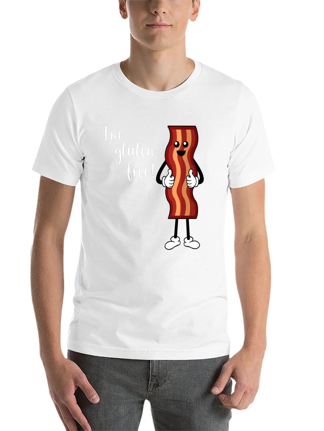 Black Gluten Free Bacon T-Shirt Funny Foodie Tee view 14