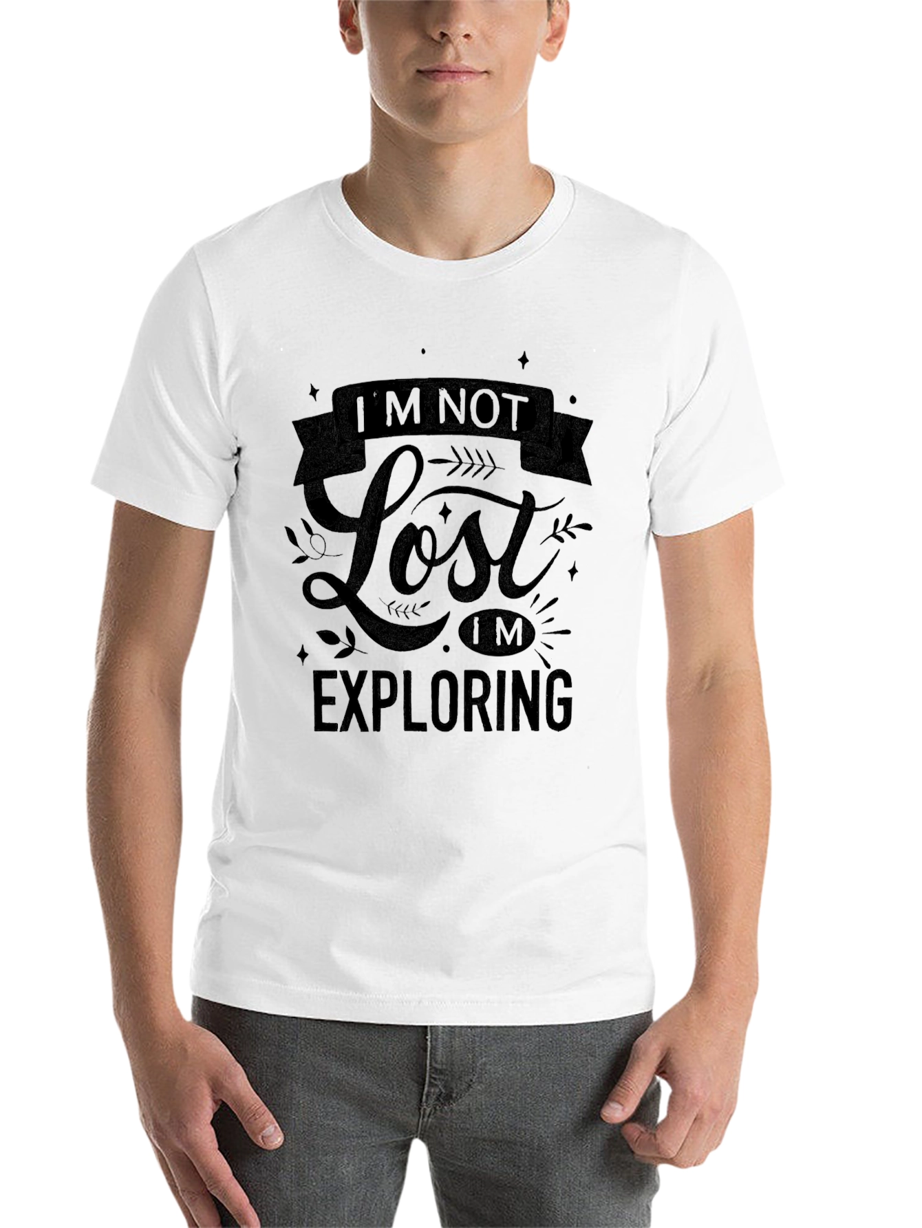 Black I'm Not Lost I'm Exploring Black Graphic Tee view 14