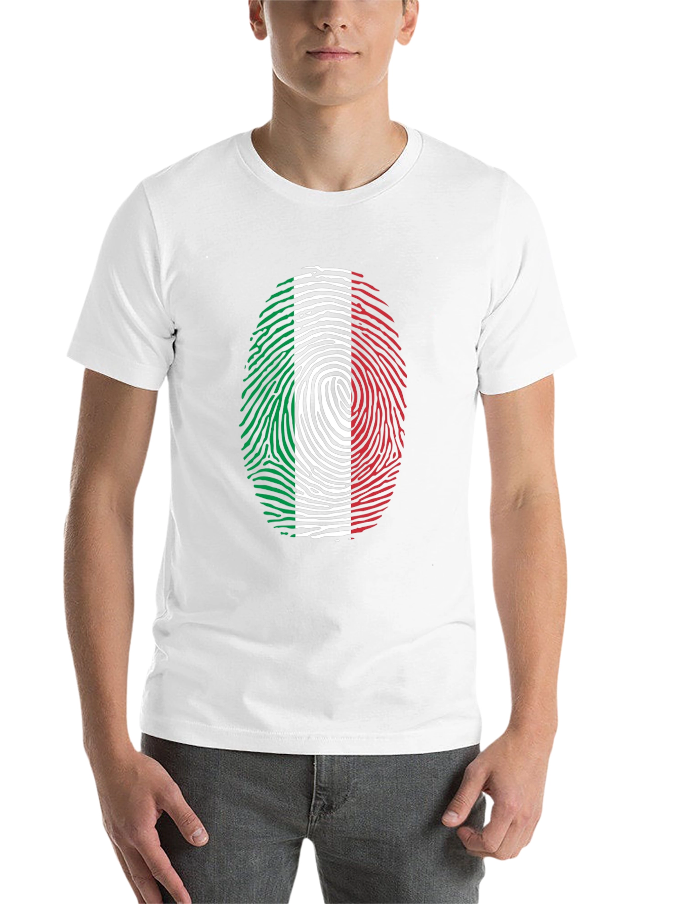 Black Italian Flag Fingerprint Graphic Tee - Black view 14