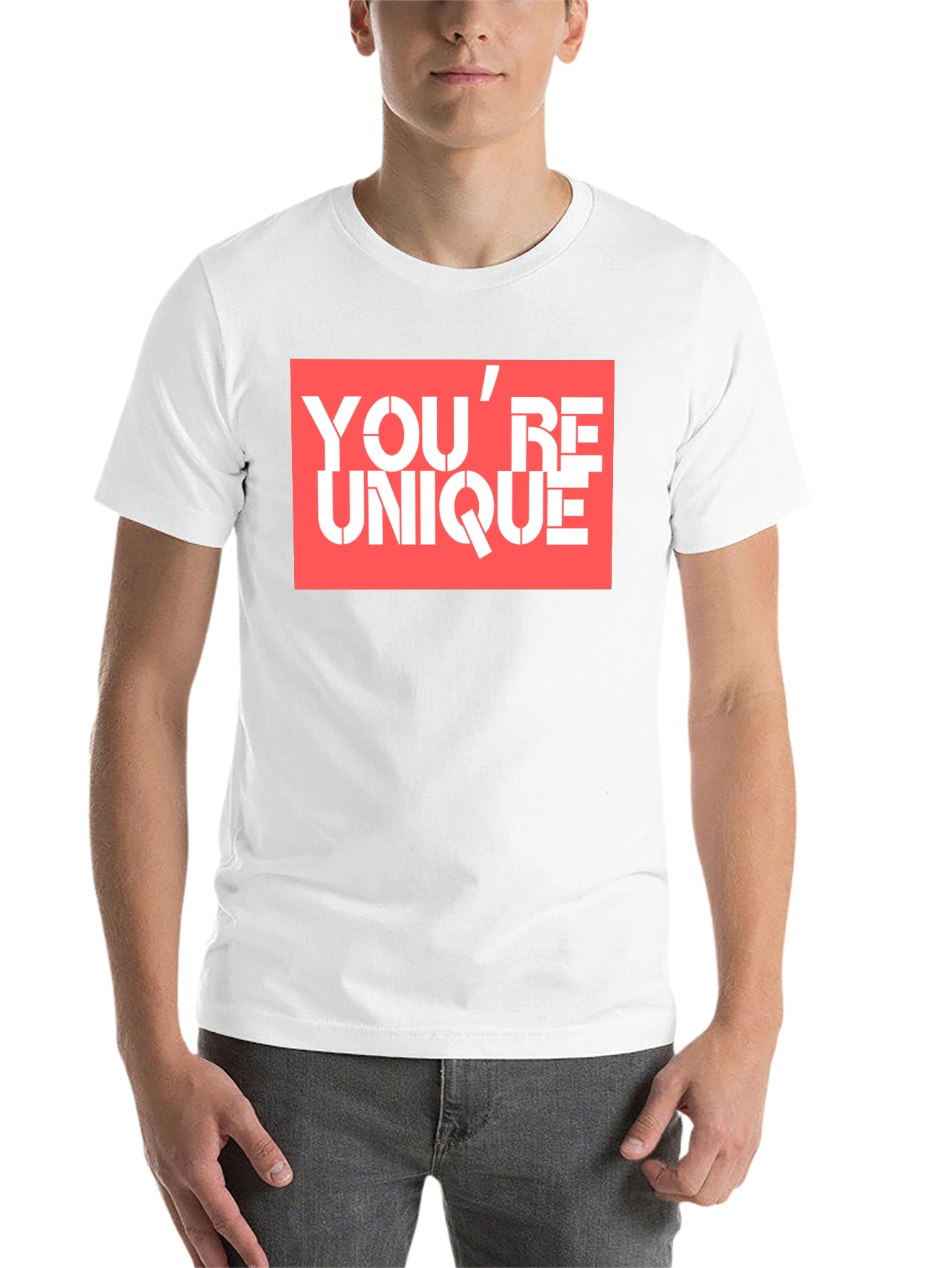 Black You're Unique Graphic Tee - Black Cotton T-Shirt view 14