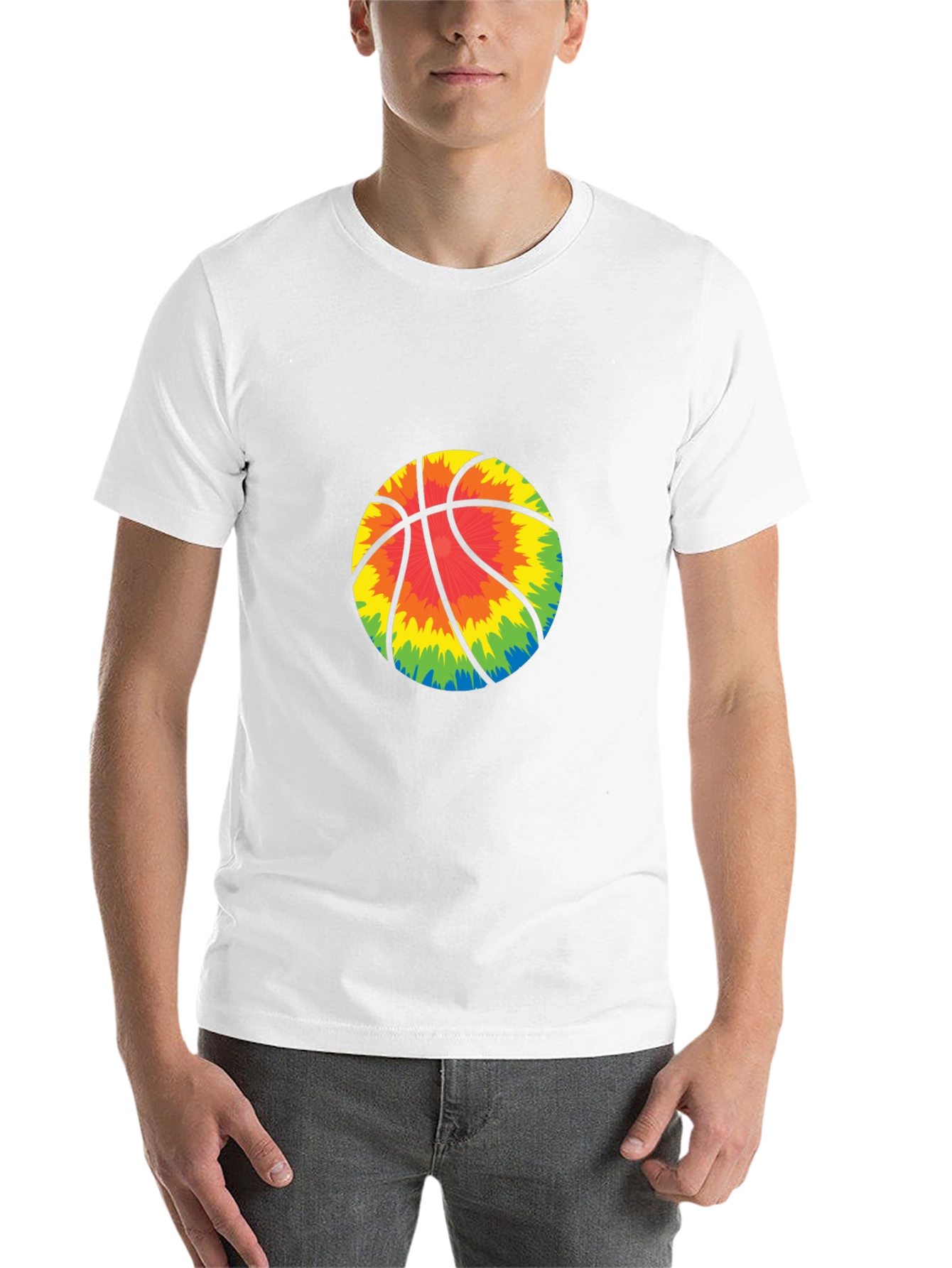 Black Tie-Dye Basketball Graphic Tee - Black Cotton Blend view 14